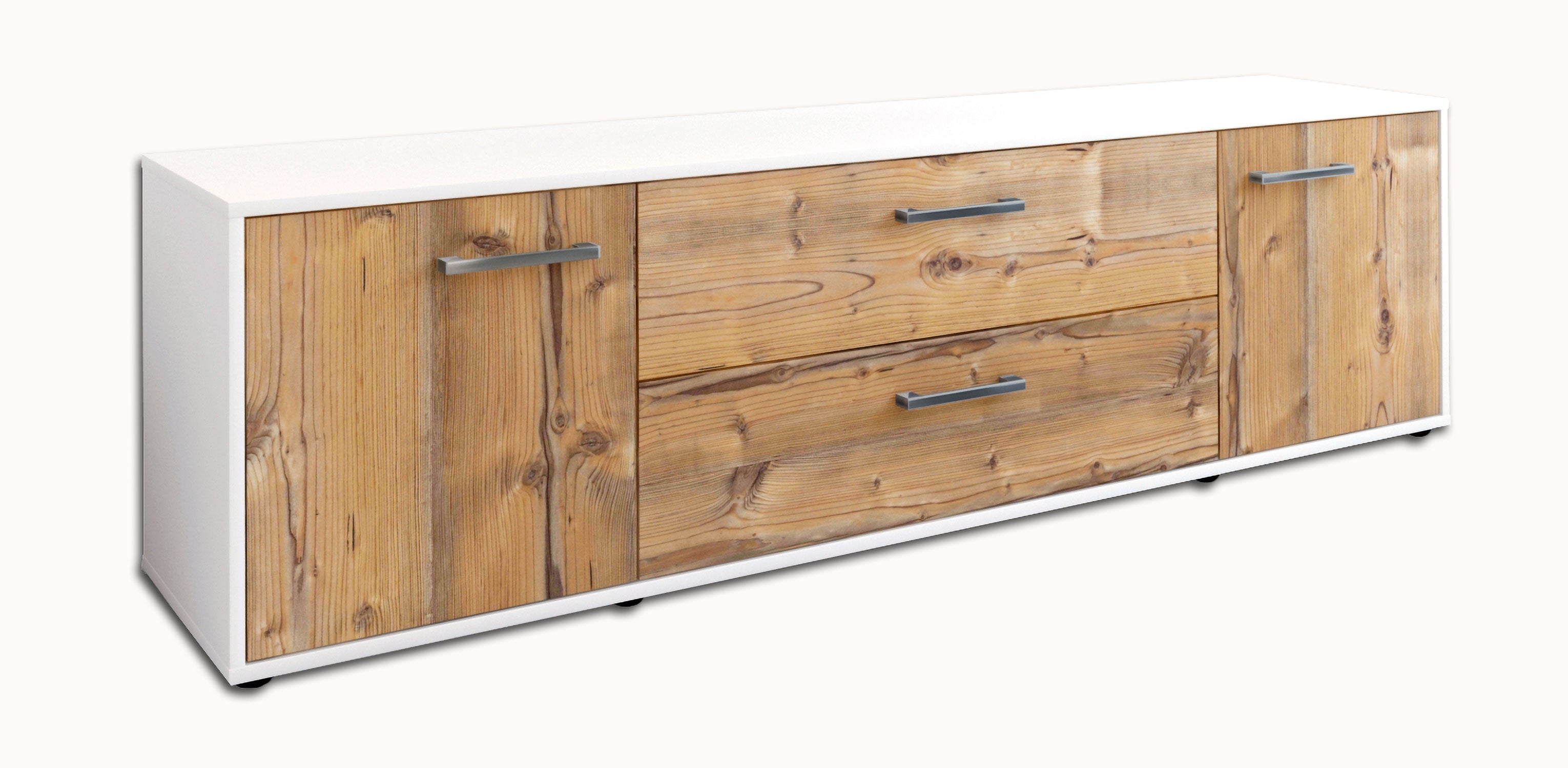 Lowboard - Aquilina - Design Holzdekor - Freistehend mit Griffe 180 cm Weiss