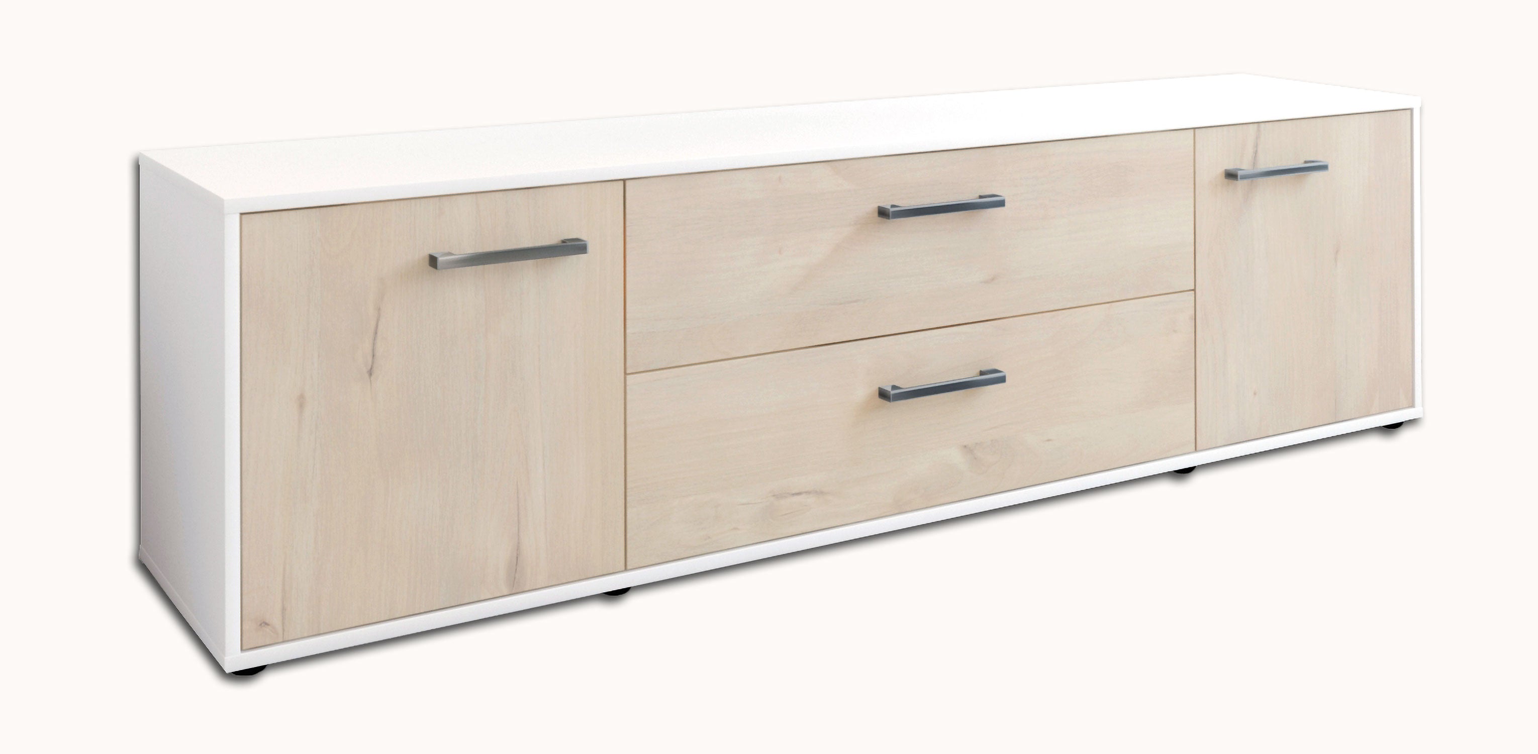 Lowboard - Aquilina - Design Holzdekor - Freistehend mit Griffe 180 cm Weiss