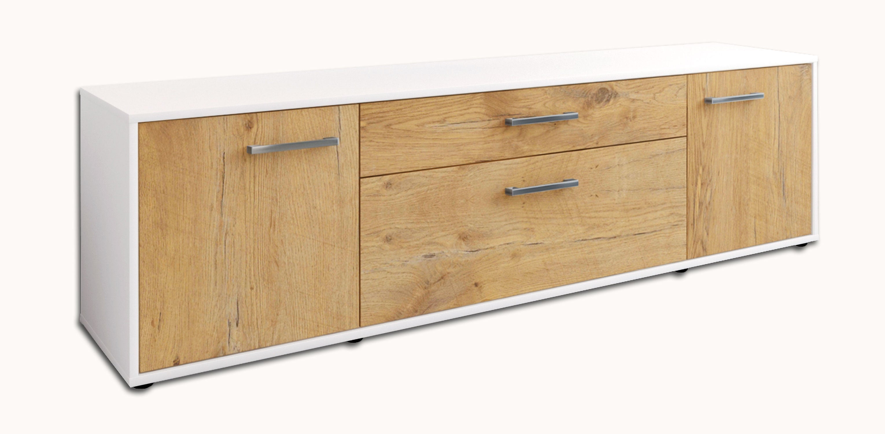Lowboard - Aria - Design Holzdekor - Freistehend mit Griffe 180 cm Weiss