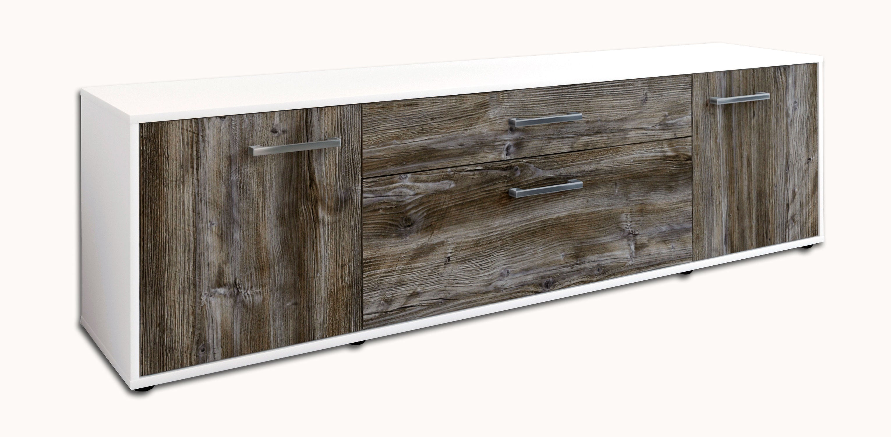 Lowboard - Aria - Design Holzdekor - Freistehend mit Griffe 180 cm Weiss