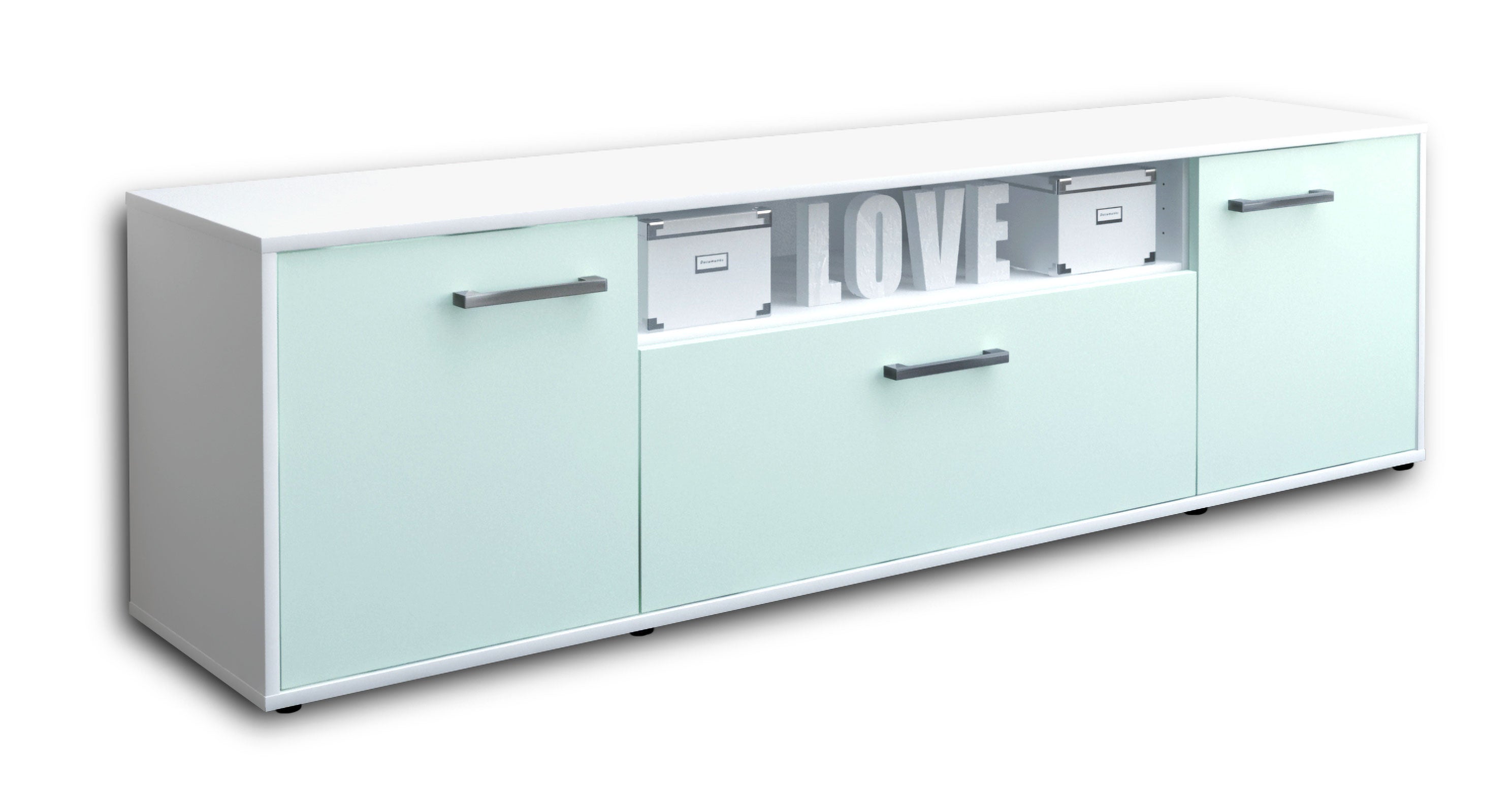 Lowboard - Ariana - Design Farbakzent - Freistehend mit Griffe 180 cm Weiss