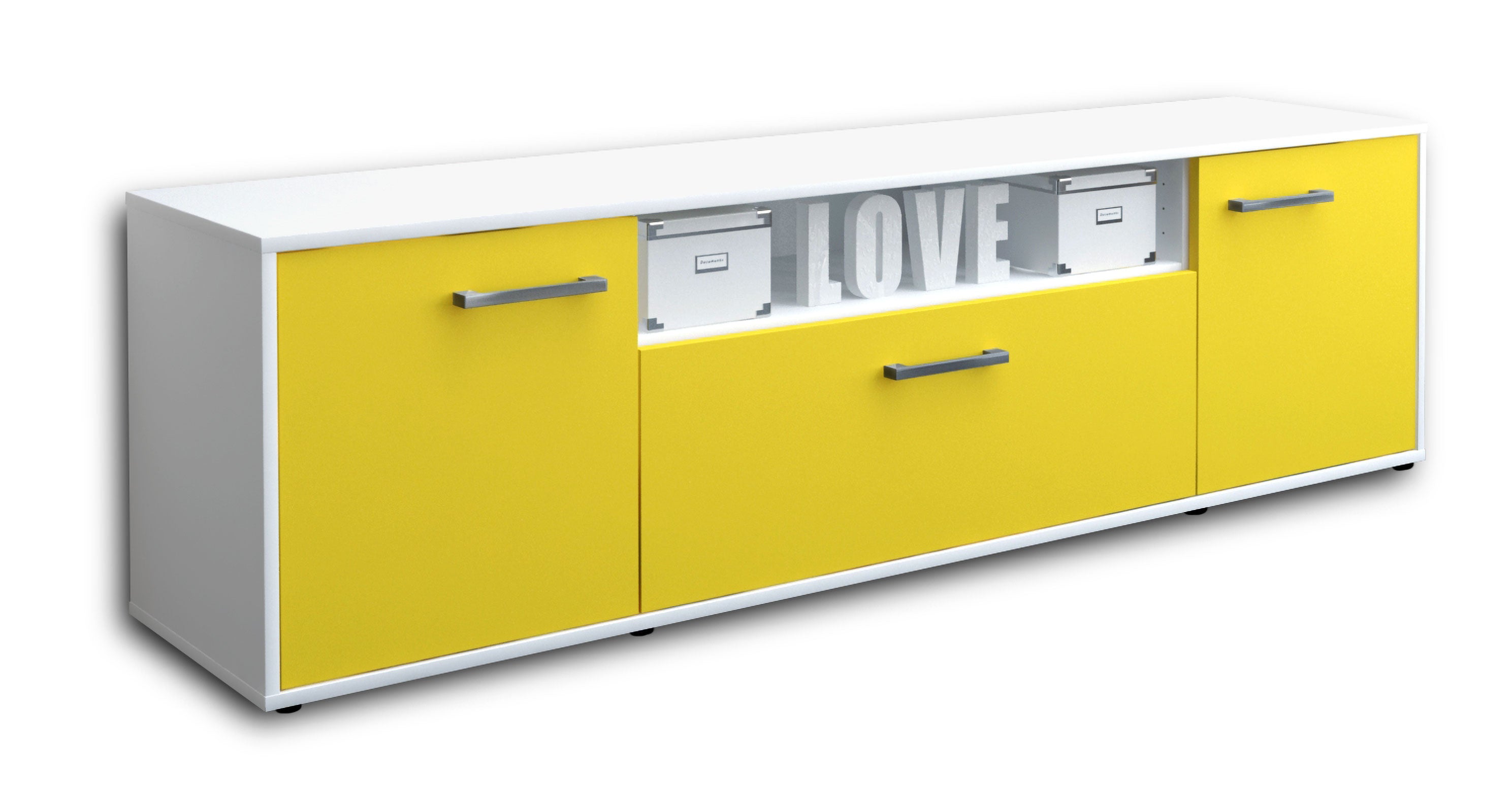 Lowboard - Ariana - Design Farbakzent - Freistehend mit Griffe 180 cm Weiss
