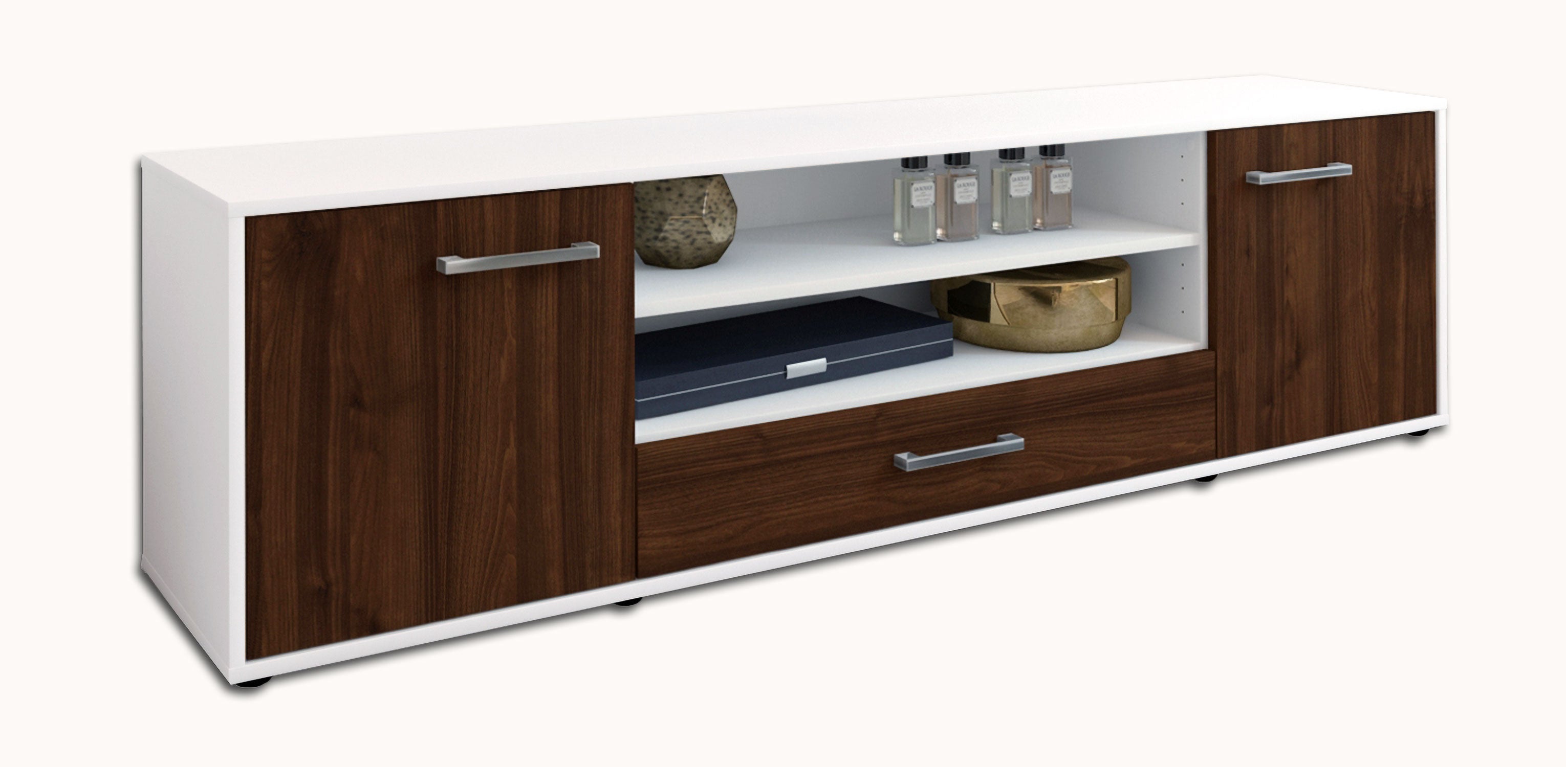 Lowboard - Armida - Design Holzdekor - Freistehend mit Griffe 180 cm Weiss