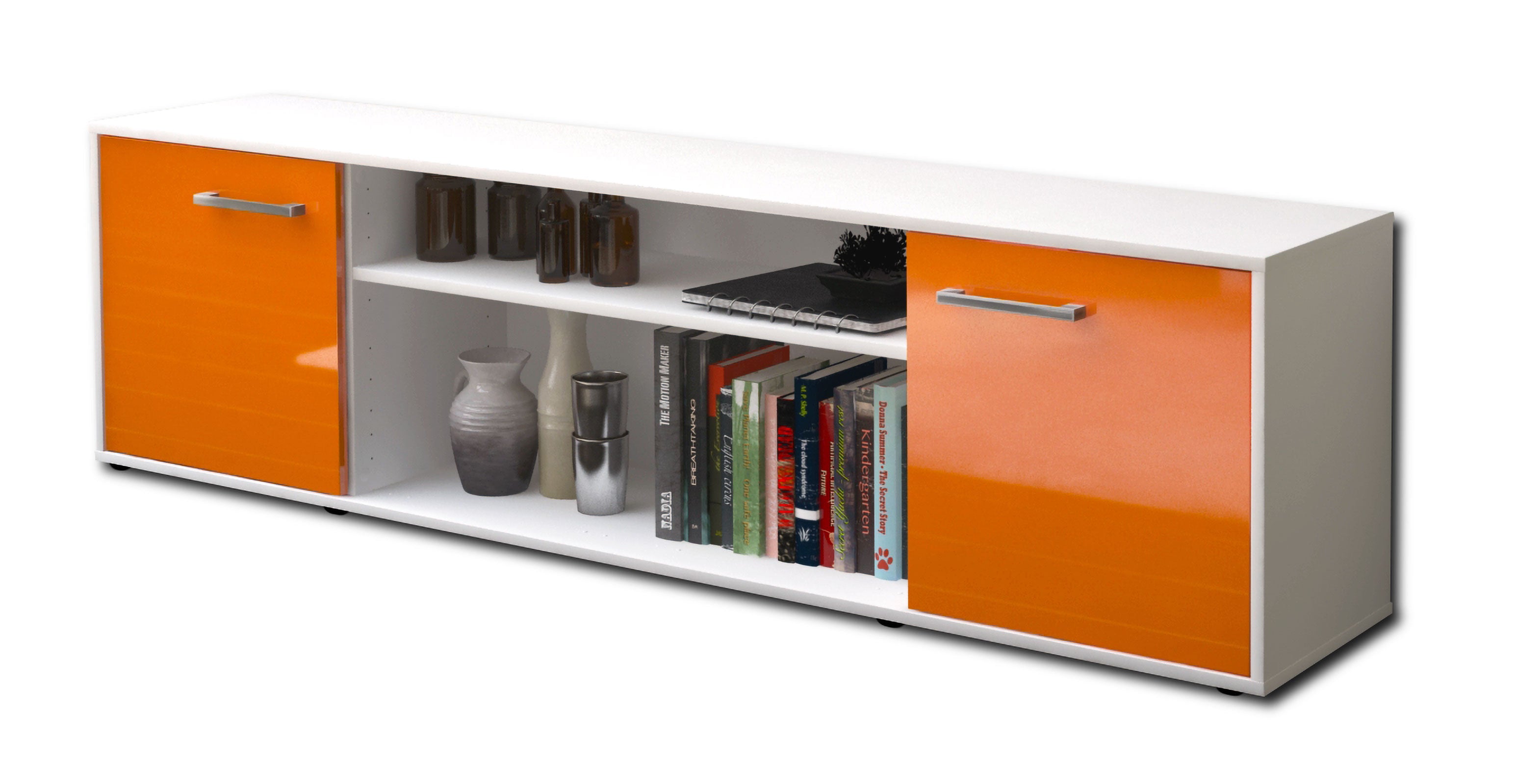 Lowboard - Asia - Design Hochglanz - Freistehend mit Griffe 180 cm Weiss