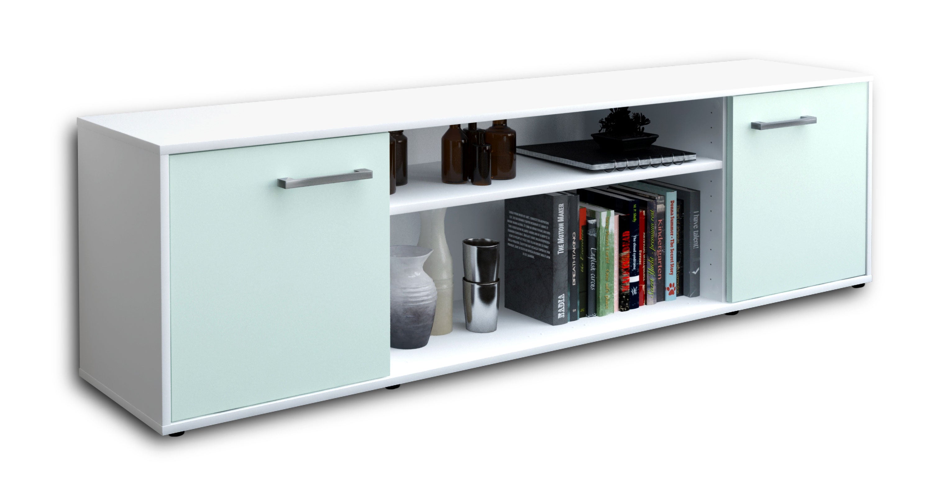 Lowboard - Asia - Design Farbakzent - Freistehend mit Griffe 180 cm Weiss