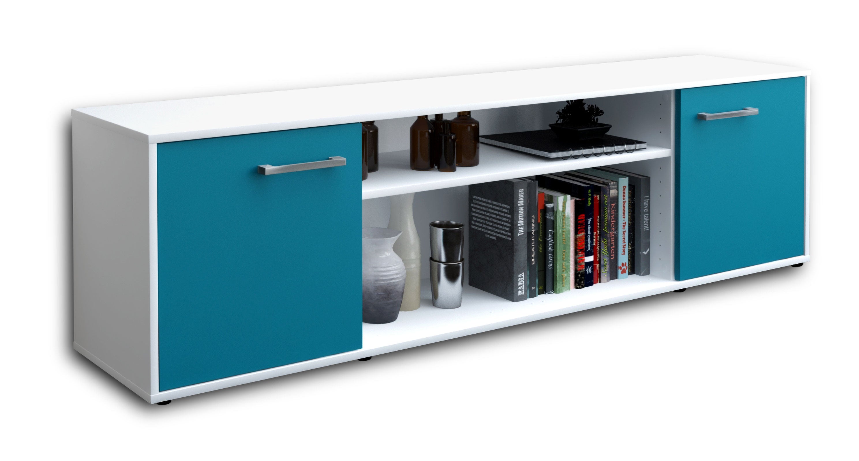 Lowboard - Asia - Design Farbakzent - Freistehend mit Griffe 180 cm Weiss