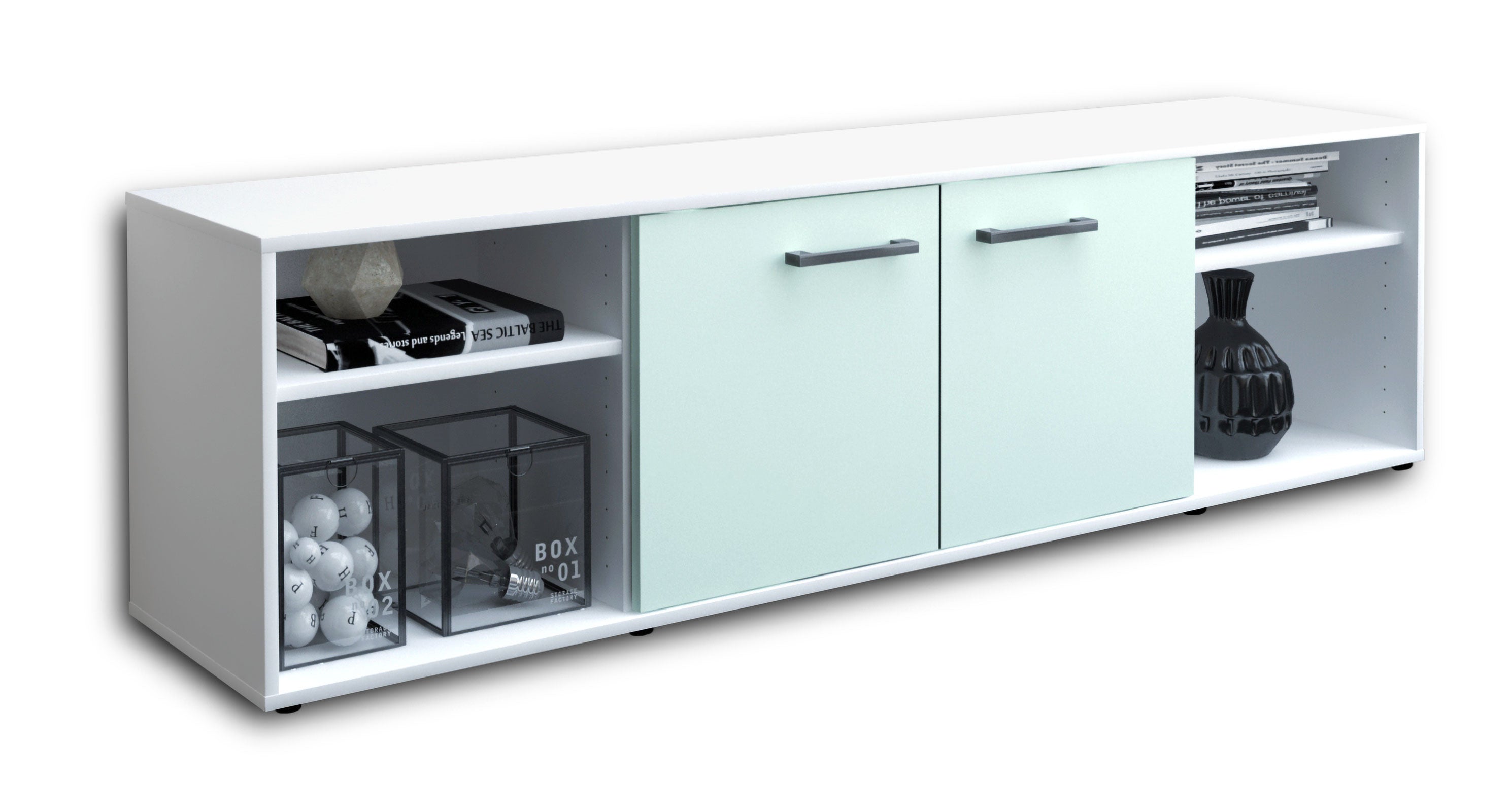 Lowboard - Asimo - Design Farbakzent - Freistehend mit Griffe 180 cm Weiss