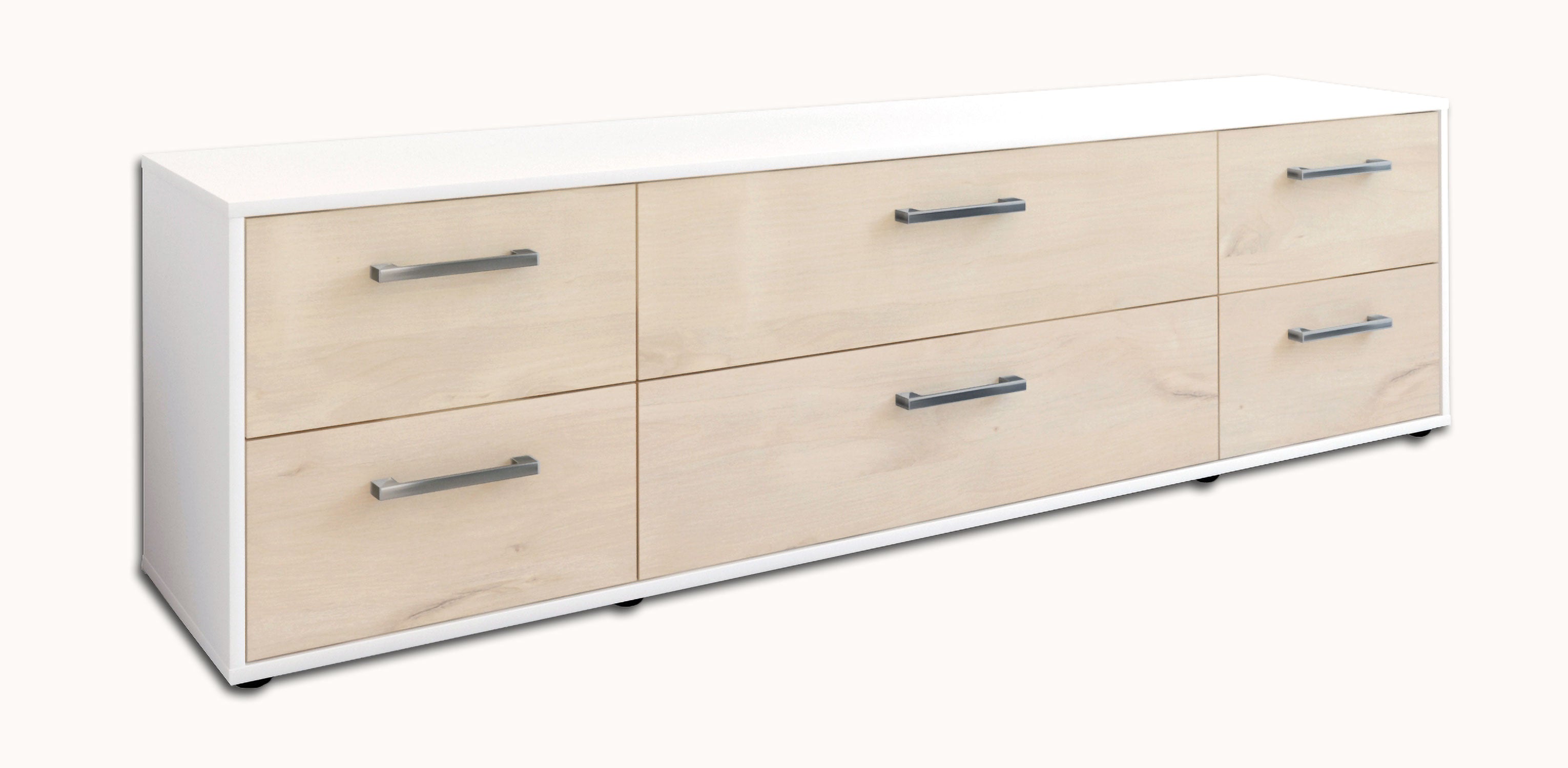 Lowboard - Assunta - Design Holzdekor - Freistehend mit Griffe 180 cm Weiss