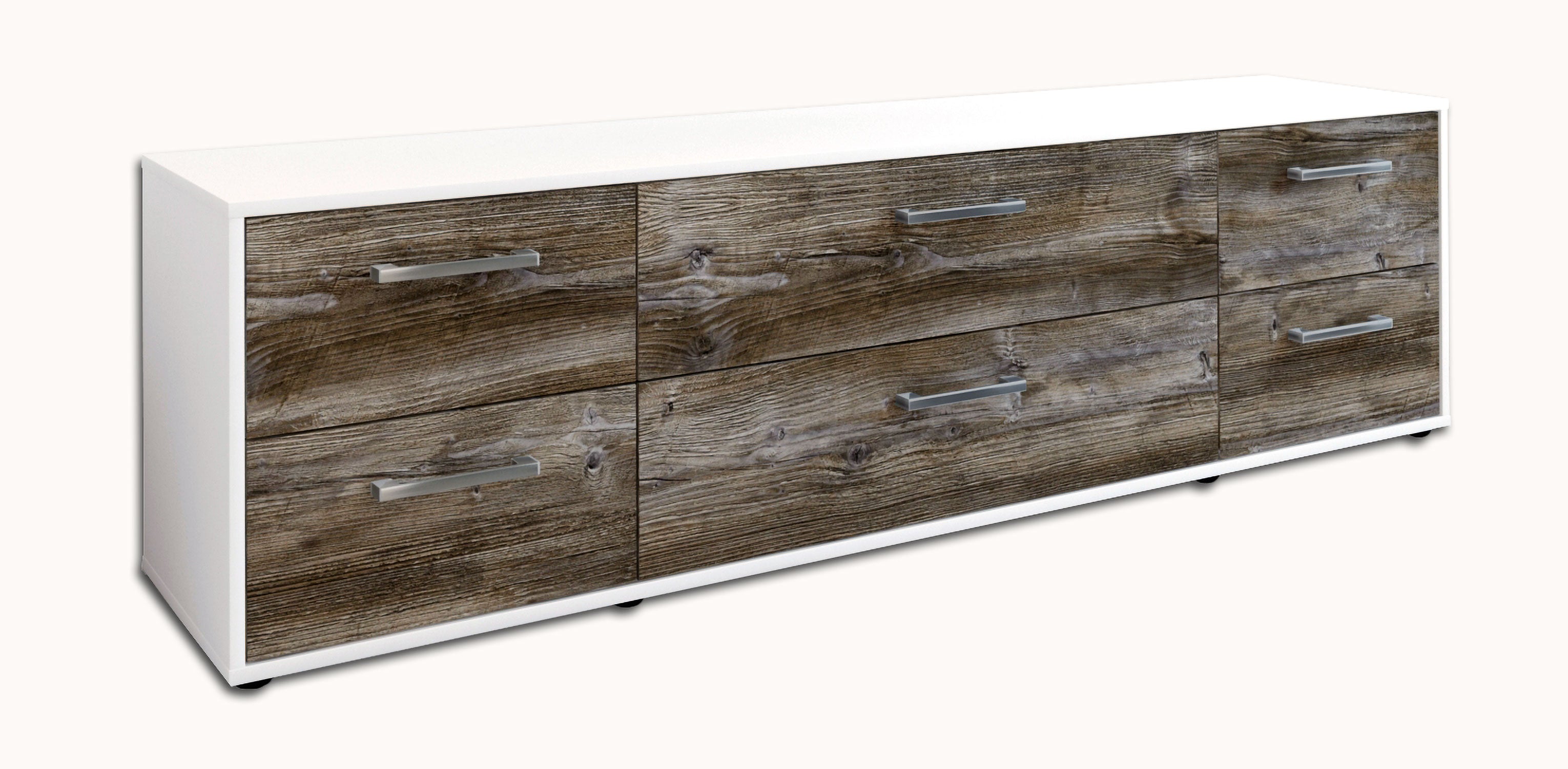 Lowboard - Assunta - Design Holzdekor - Freistehend mit Griffe 180 cm Weiss