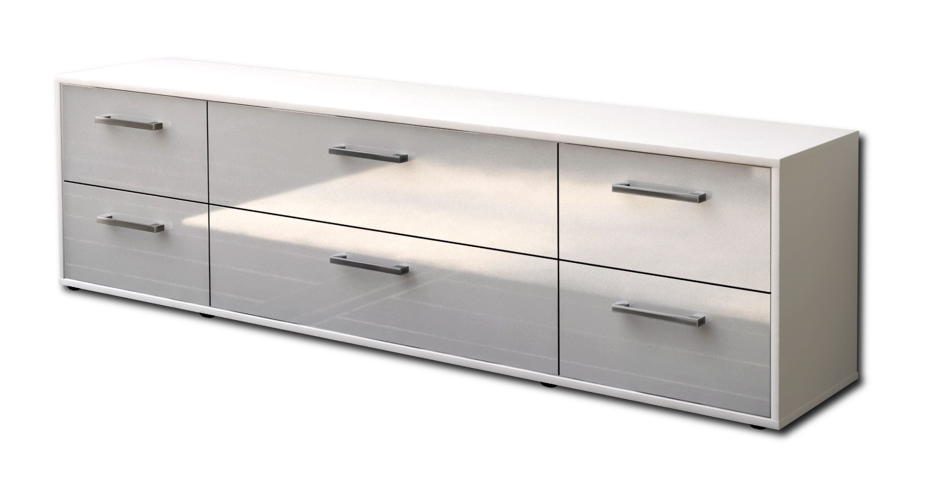 Lowboard - Assunta - Design Hochglanz - Freistehend mit Griffe 180 cm Weiss