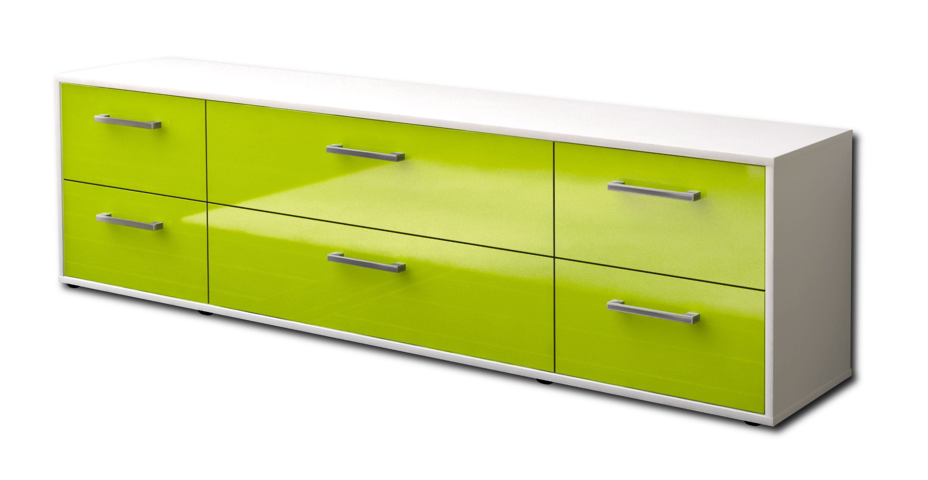 Lowboard - Assunta - Design Hochglanz - Freistehend mit Griffe 180 cm Weiss
