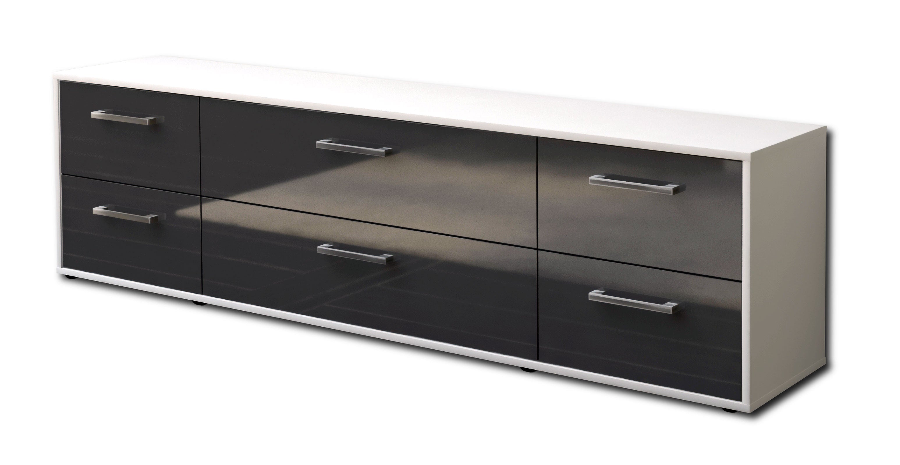 Lowboard - Assunta - Design Hochglanz - Freistehend mit Griffe 180 cm Weiss