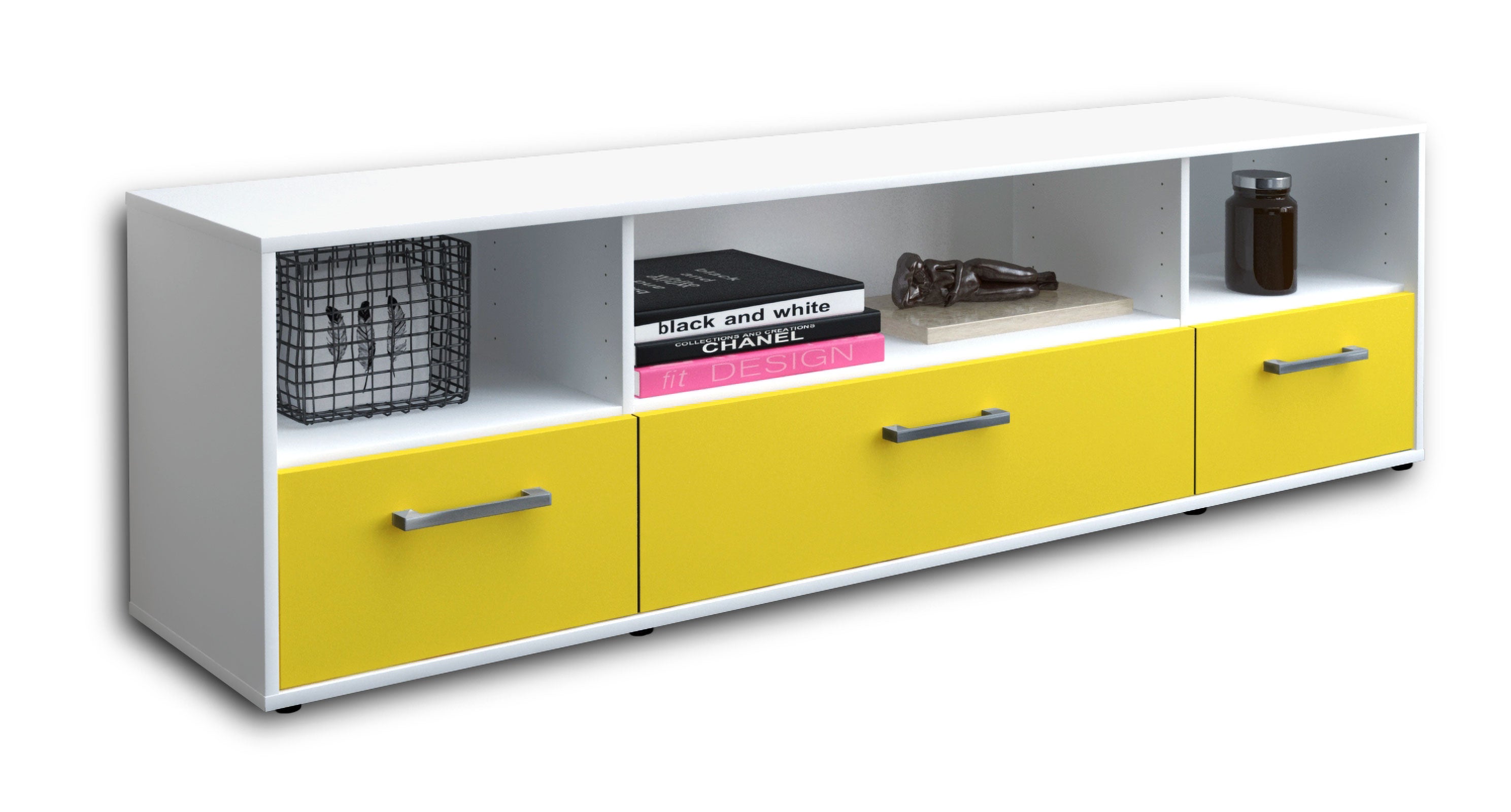 Lowboard - Aurelia - Design Farbakzent - Freistehend mit Griffe 180 cm Weiss