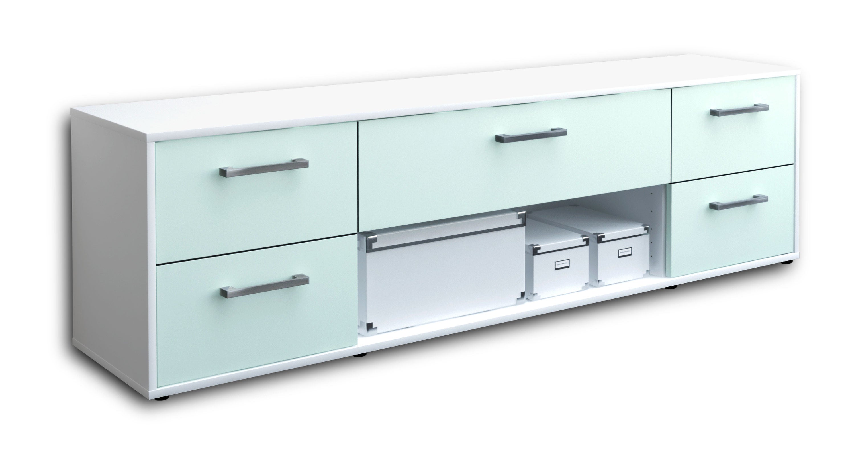 Lowboard - Babetta - Design Farbakzent - Freistehend mit Griffe 180 cm Weiss