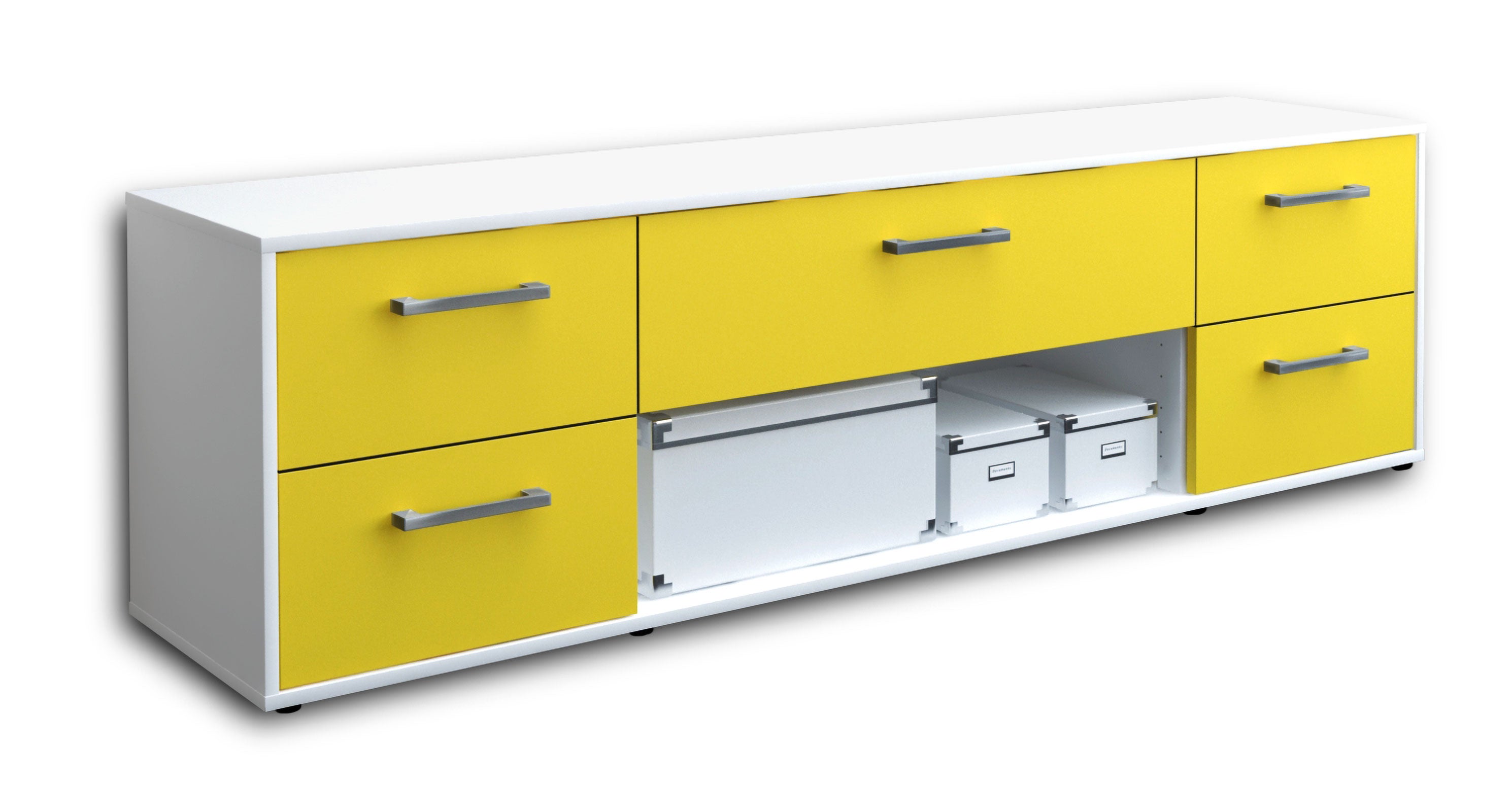 Lowboard - Babetta - Design Farbakzent - Freistehend mit Griffe 180 cm Weiss