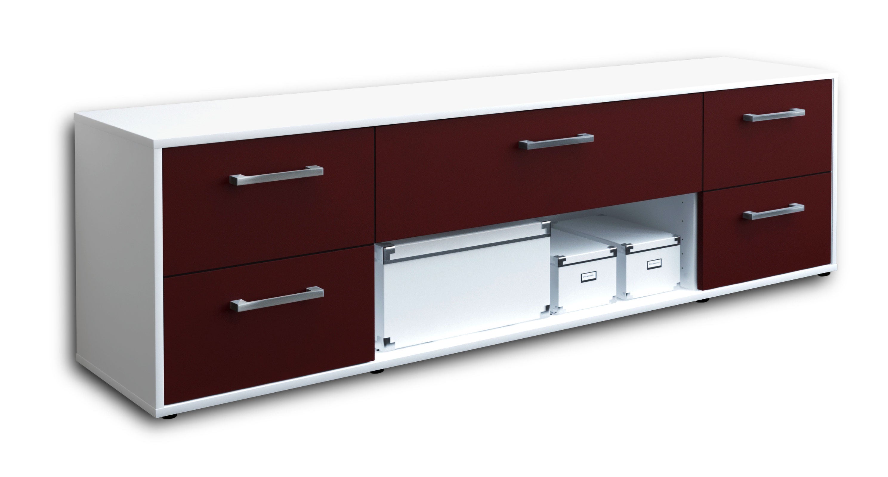 Lowboard - Babetta - Design Farbakzent - Freistehend mit Griffe 180 cm Weiss