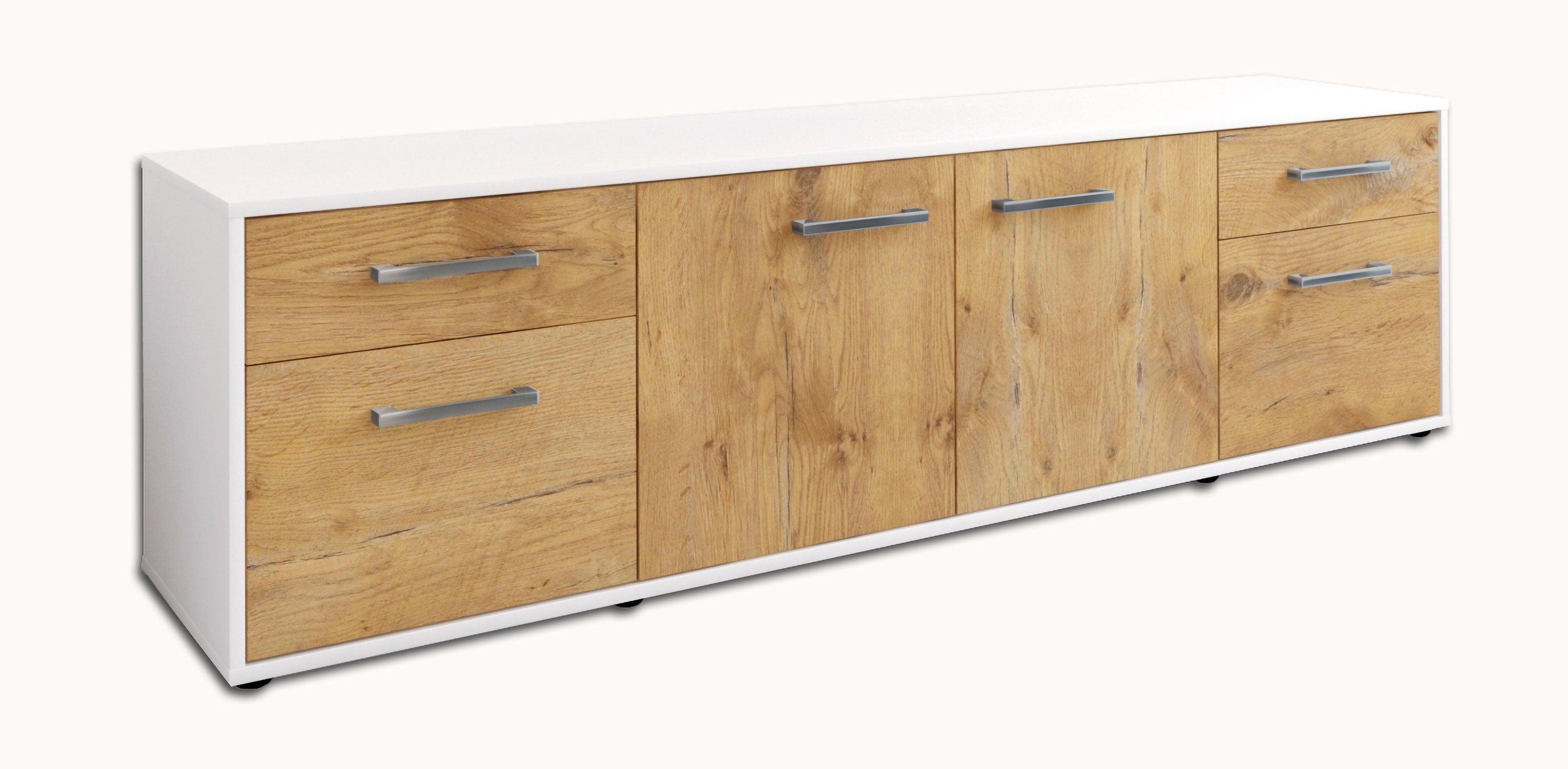 Lowboard - Benedetta - Design Holzdekor - Freistehend mit Griffe 180 cm Weiss