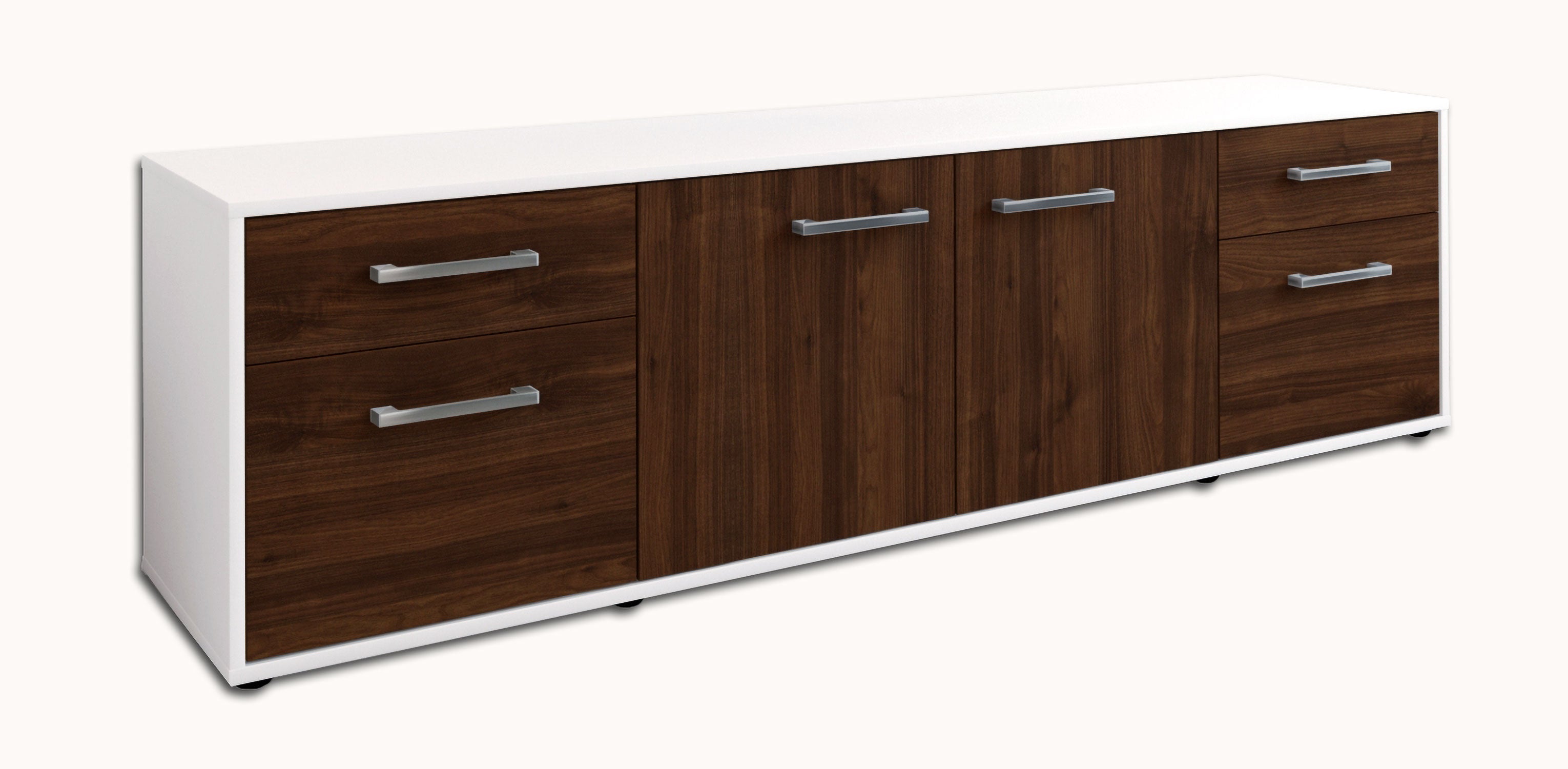 Lowboard - Benedetta - Design Holzdekor - Freistehend mit Griffe 180 cm Weiss