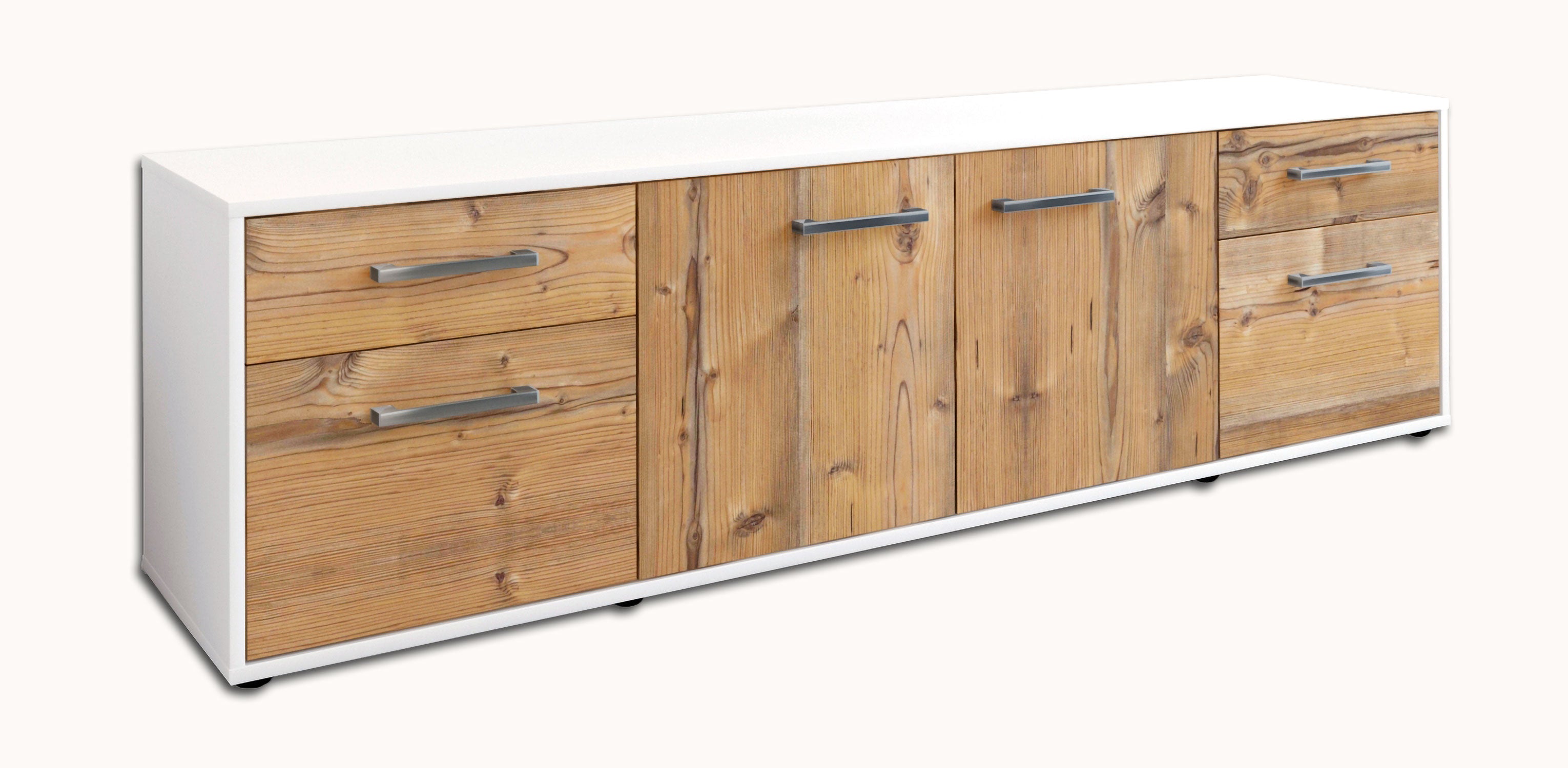 Lowboard - Benedetta - Design Holzdekor - Freistehend mit Griffe 180 cm Weiss