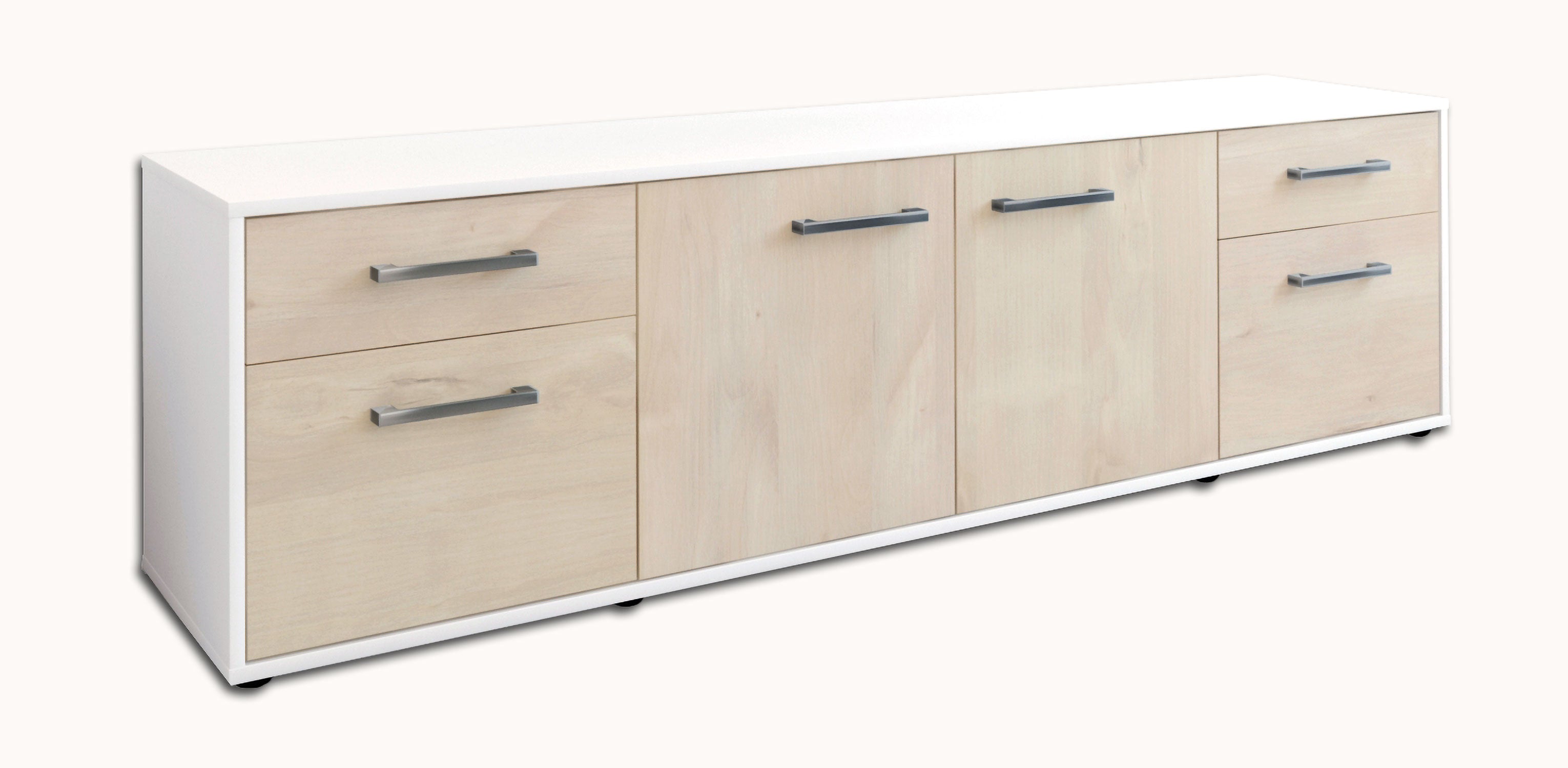 Lowboard - Benedetta - Design Holzdekor - Freistehend mit Griffe 180 cm Weiss