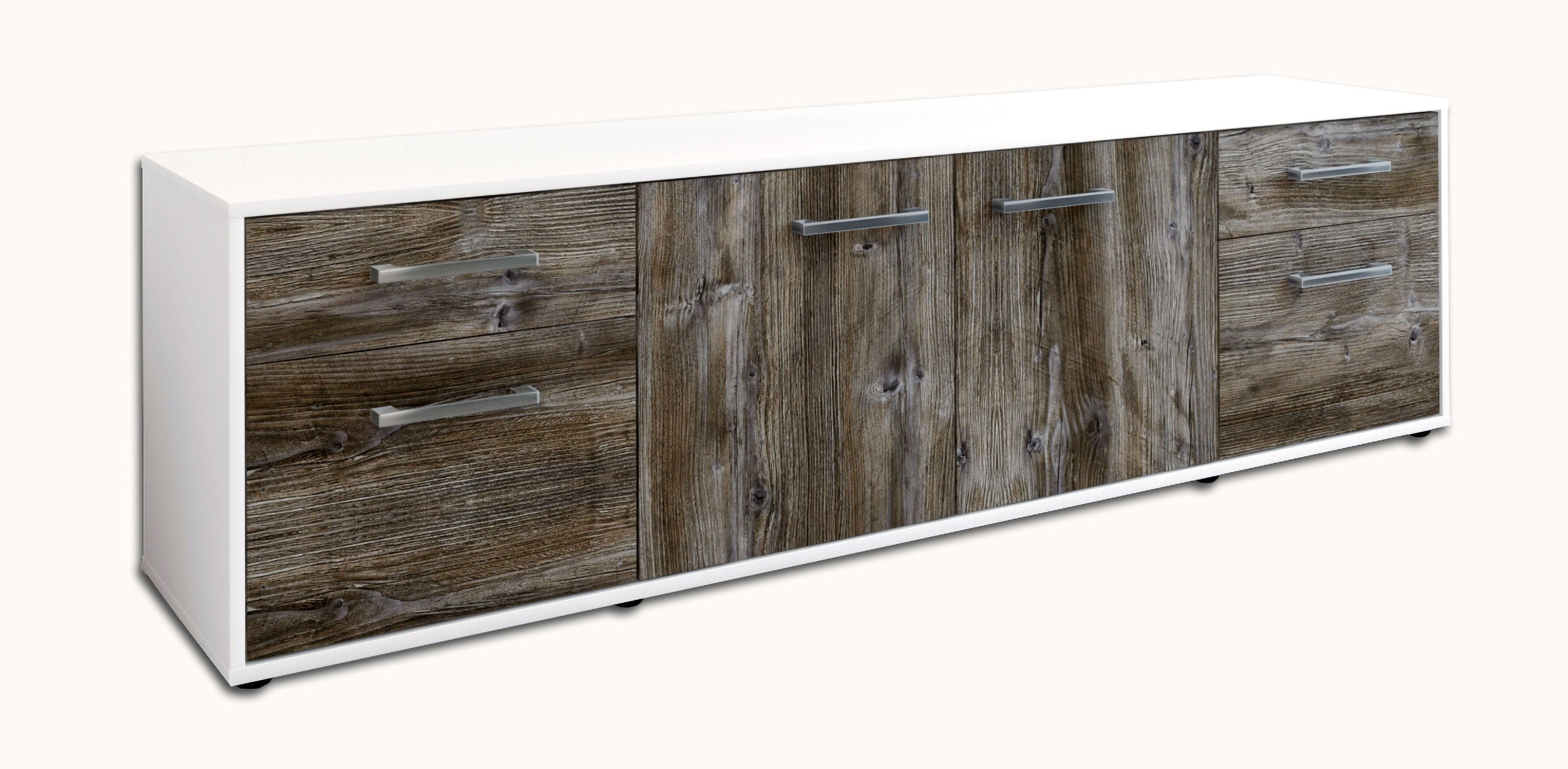 Lowboard - Benedetta - Design Holzdekor - Freistehend mit Griffe 180 cm Weiss