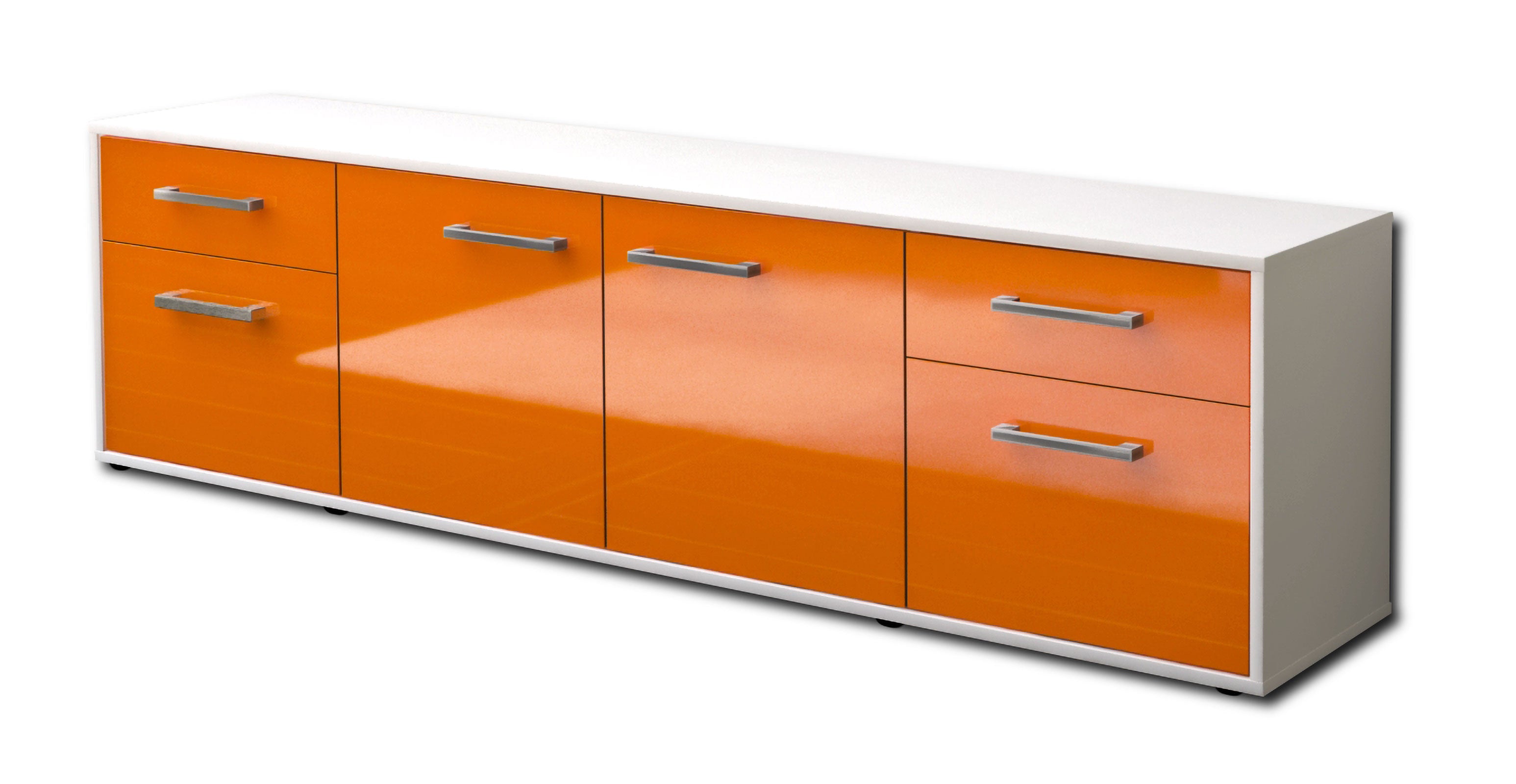 Lowboard - Benedetta - Design Hochglanz - Freistehend mit Griffe 180 cm Weiss
