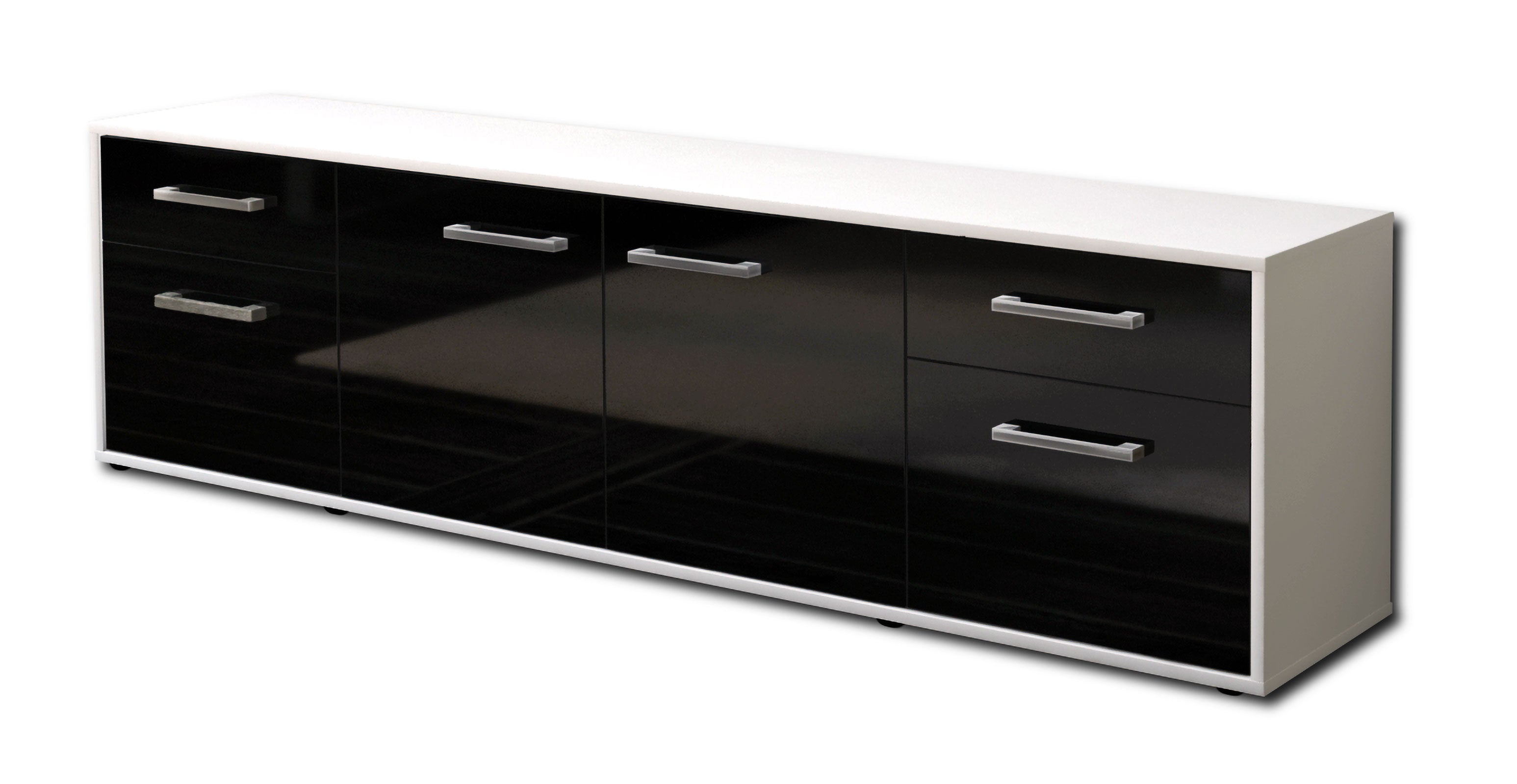 Lowboard - Benedetta - Design Hochglanz - Freistehend mit Griffe 180 cm Weiss