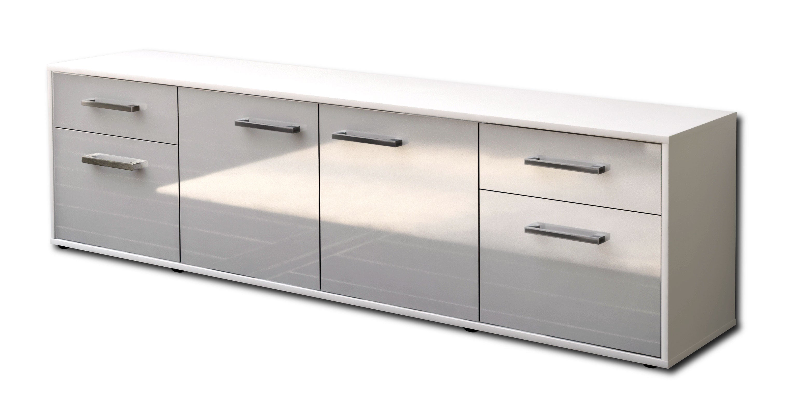 Lowboard - Benedetta - Design Hochglanz - Freistehend mit Griffe 180 cm Weiss