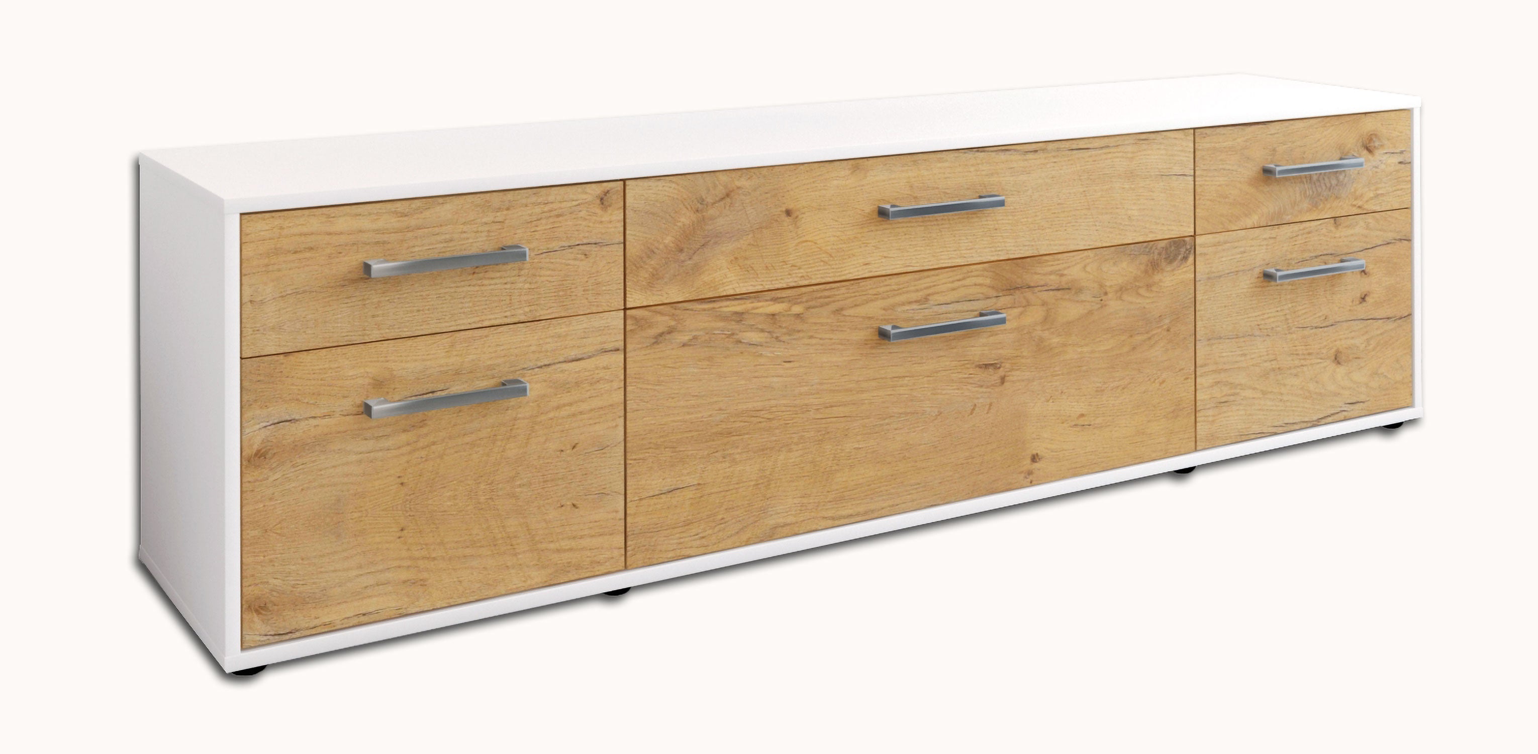 Lowboard - Beppa - Design Holzdekor - Freistehend mit Griffe 180 cm Weiss