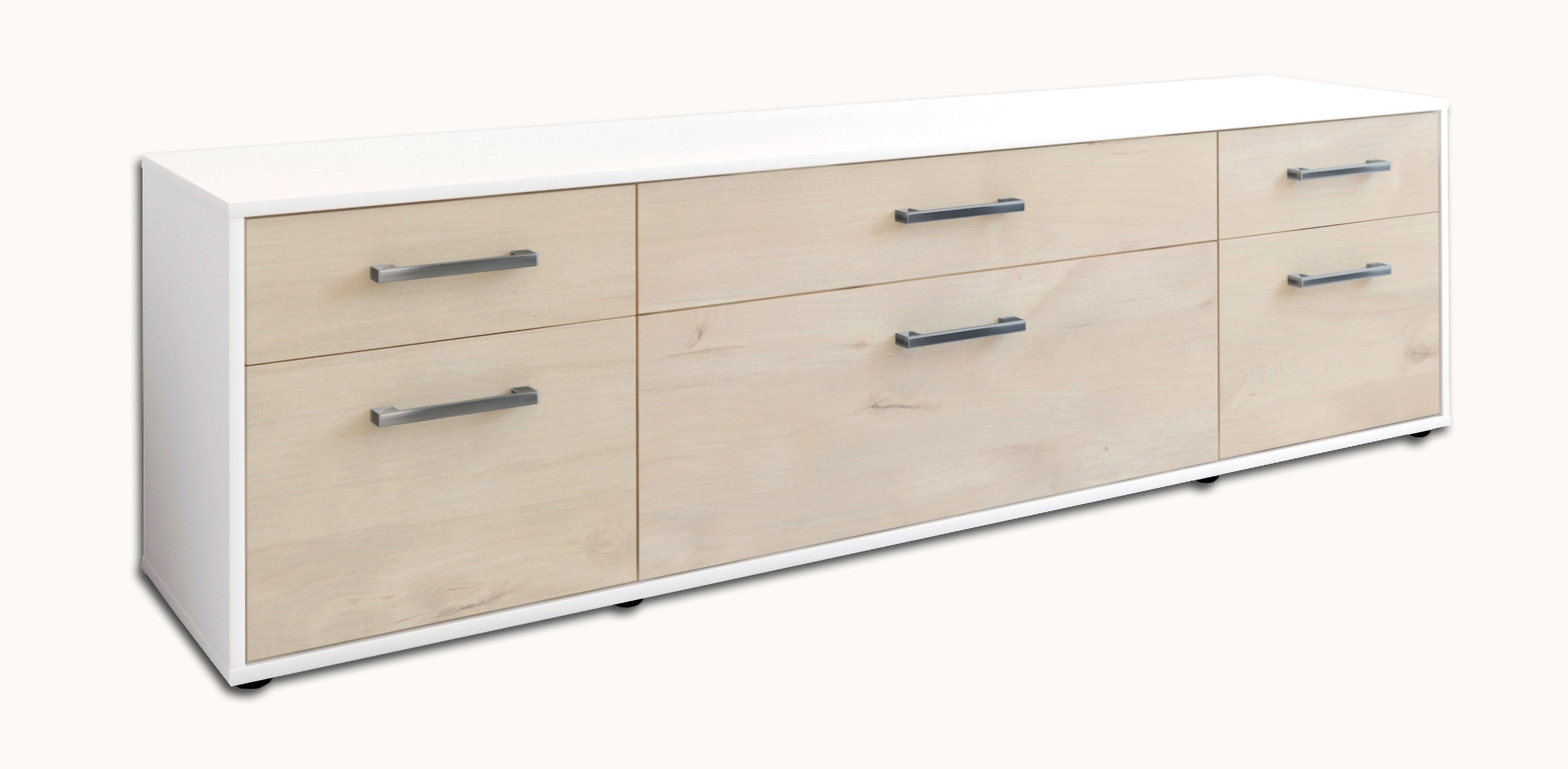 Lowboard - Beppa - Design Holzdekor - Freistehend mit Griffe 180 cm Weiss