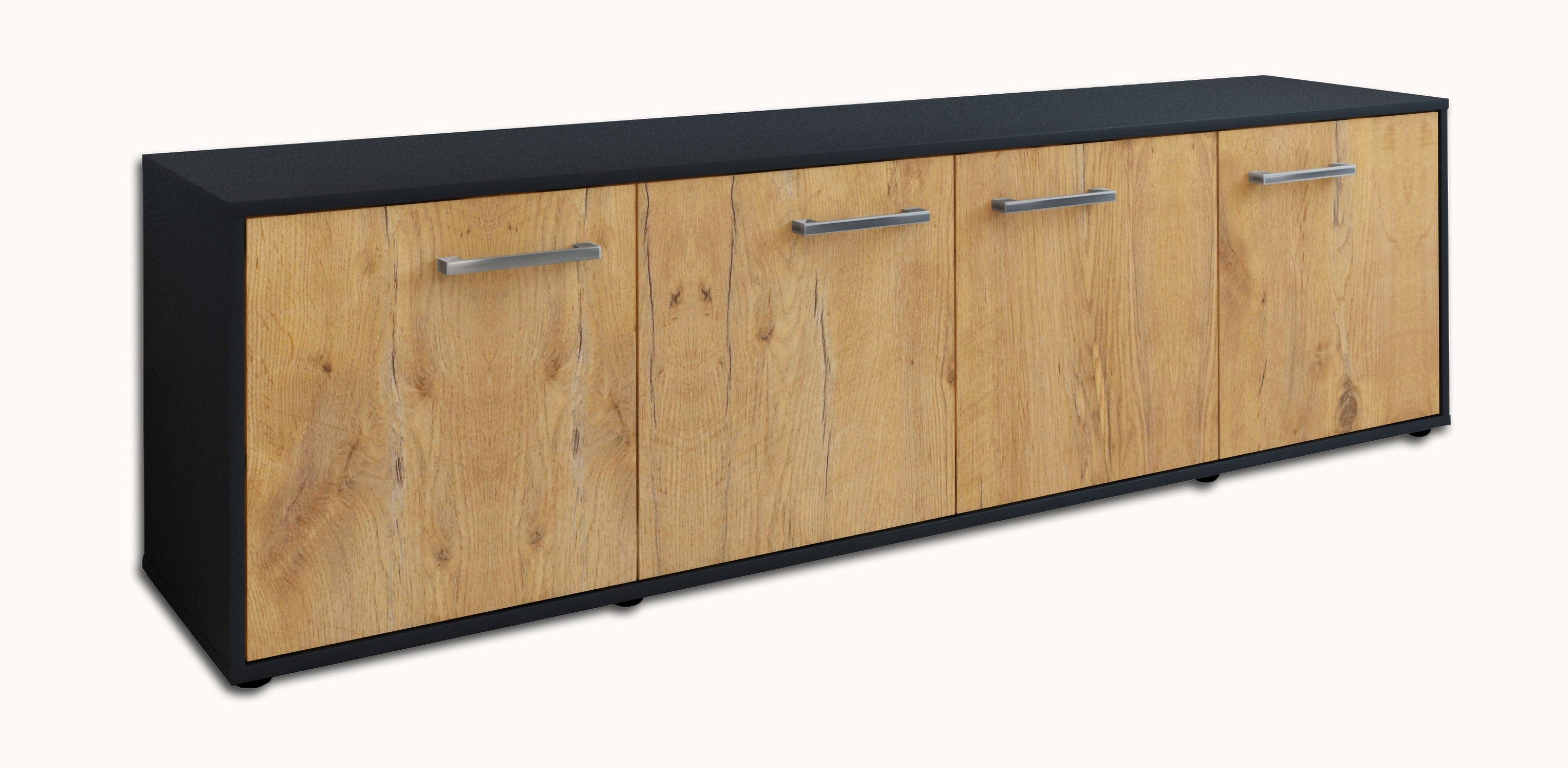 Lowboard - Antonia - Design Holzdekor - Freistehend mit Griffe 180 cm Anthrazit