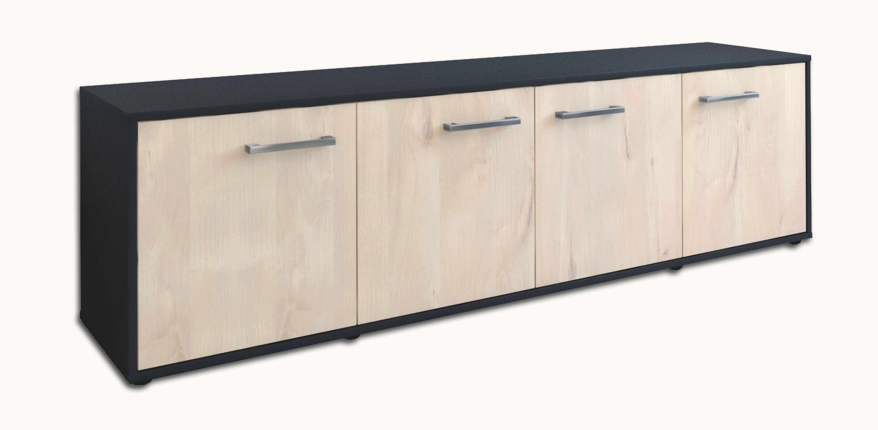 Lowboard - Antonia - Design Holzdekor - Freistehend mit Griffe 180 cm Anthrazit