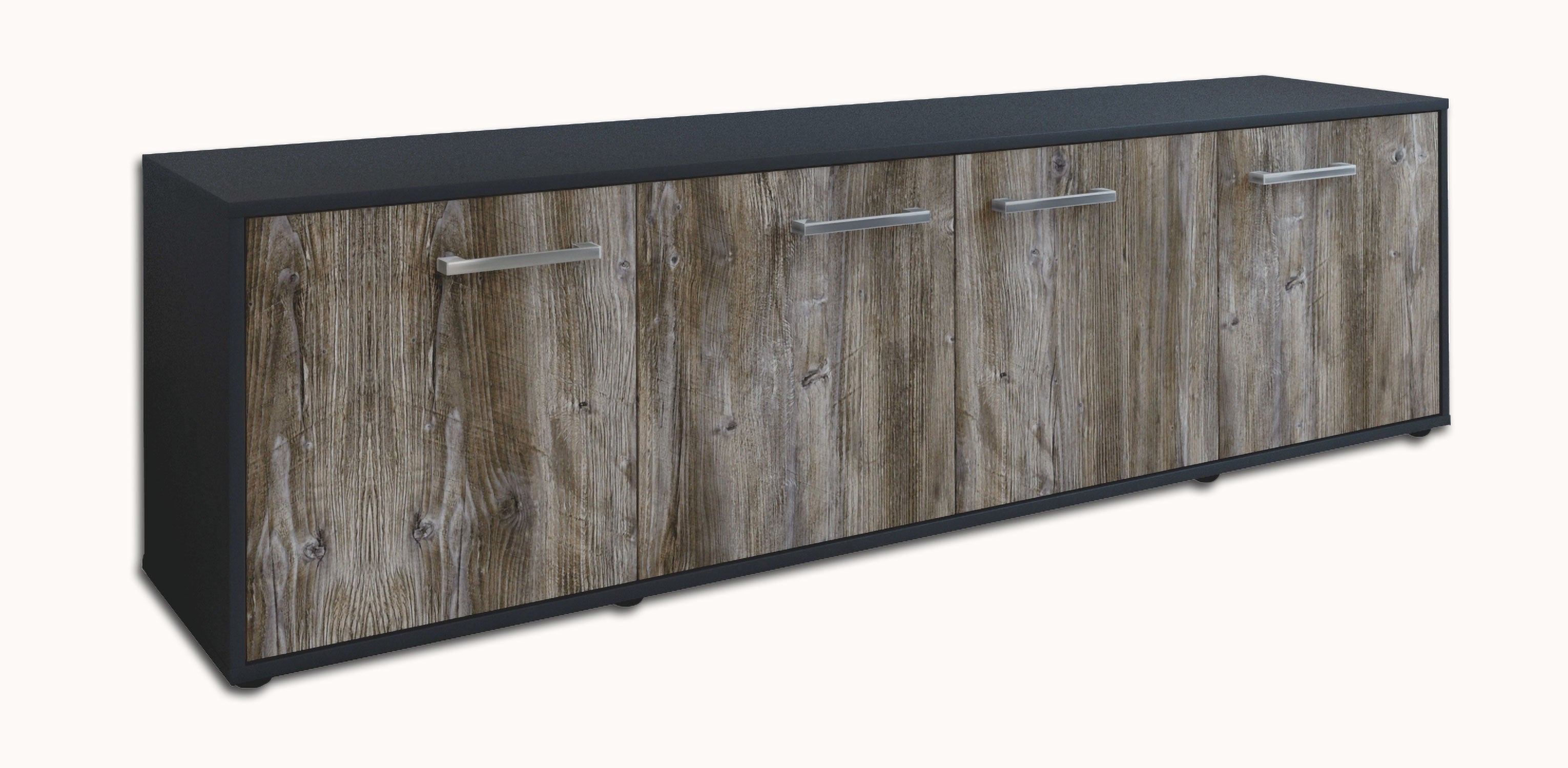 Lowboard - Antonia - Design Holzdekor - Freistehend mit Griffe 180 cm Anthrazit