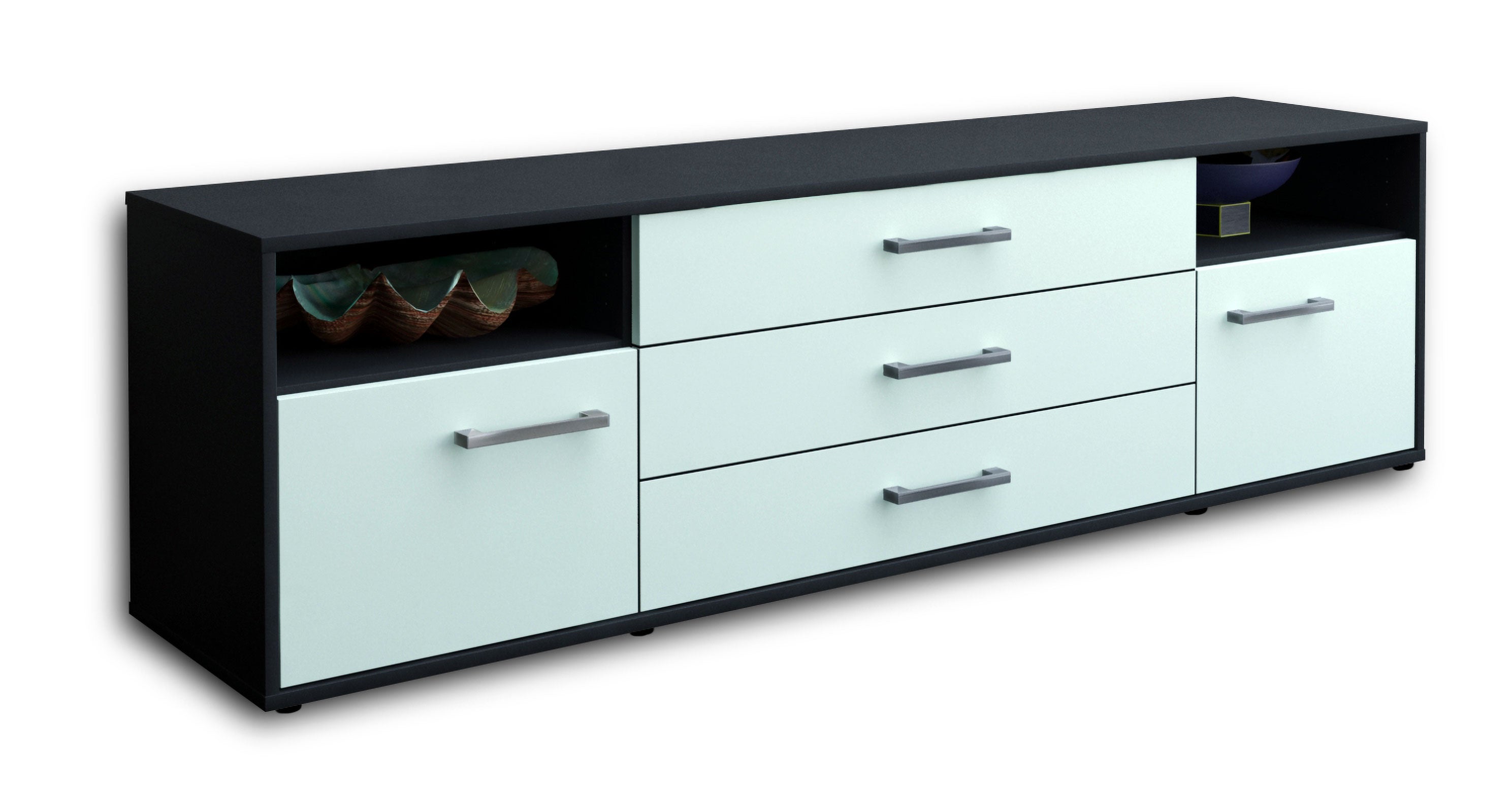 Lowboard - Bettina - Design Farbakzent - Freistehend mit Griffe 180 cm Anthrazit