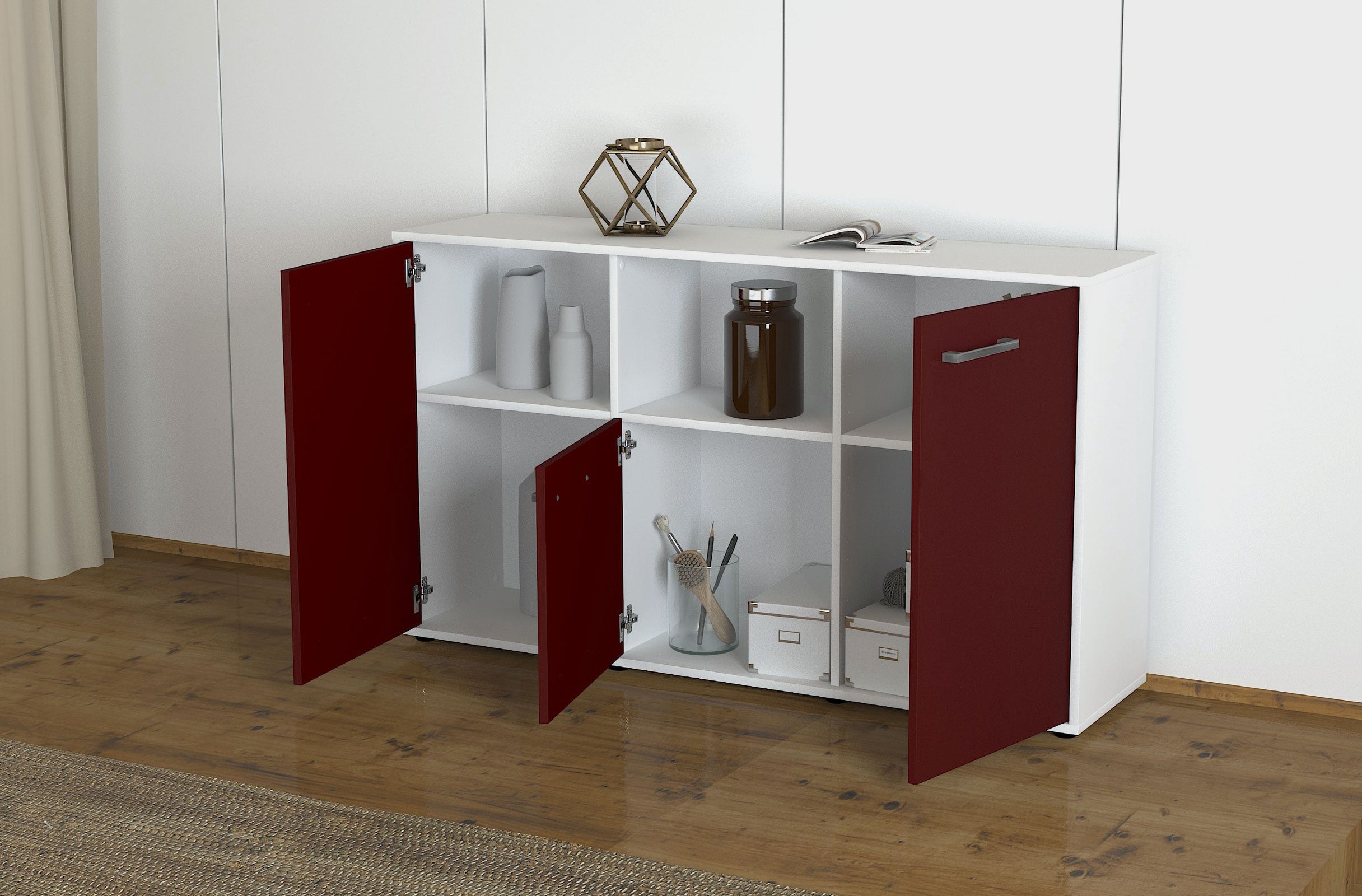 Sideboard - Demetria - Design Farbakzent - Freistehend mit Griffe 136 cm Weiss