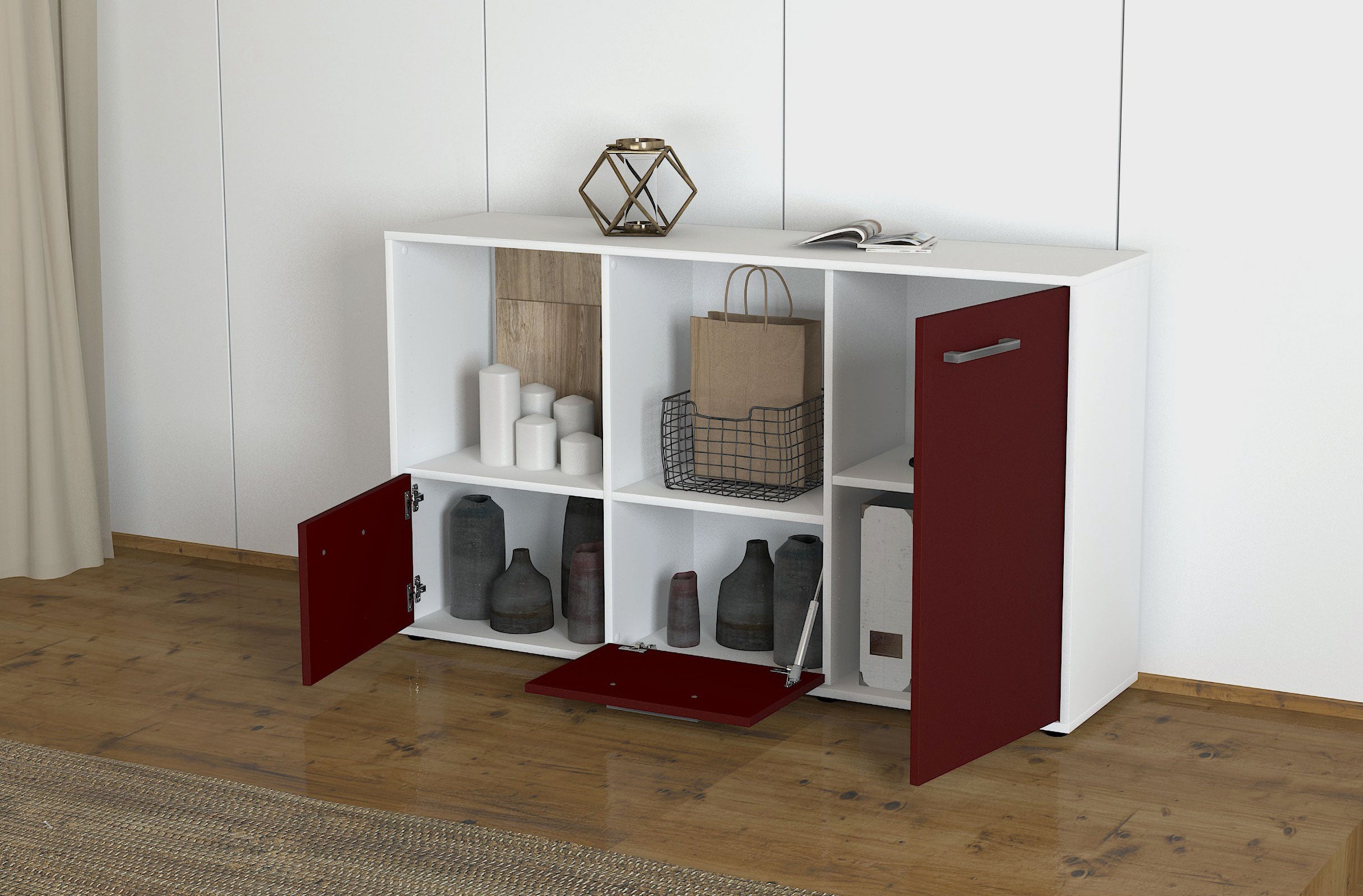 Sideboard - Dolcia - Design Farbakzent - Freistehend mit Griffe 136 cm Weiss
