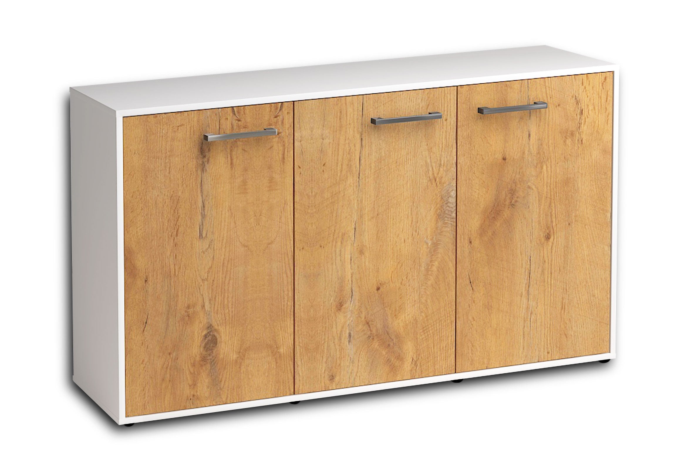 Sideboard - Delia - Design Holzdekor - Freistehend mit Griffe 136 cm Weiss