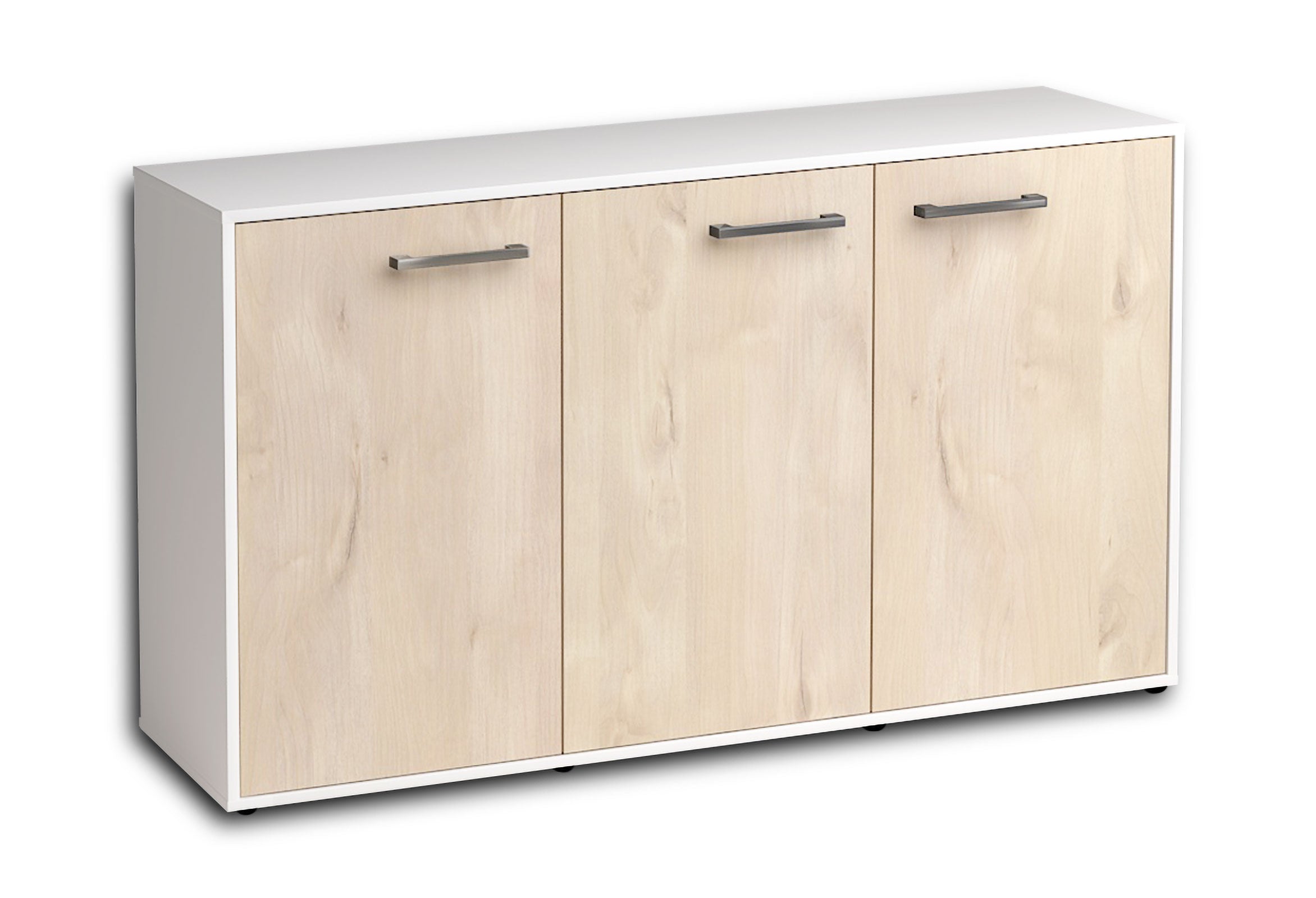 Sideboard - Delia - Design Holzdekor - Freistehend mit Griffe 136 cm Weiss