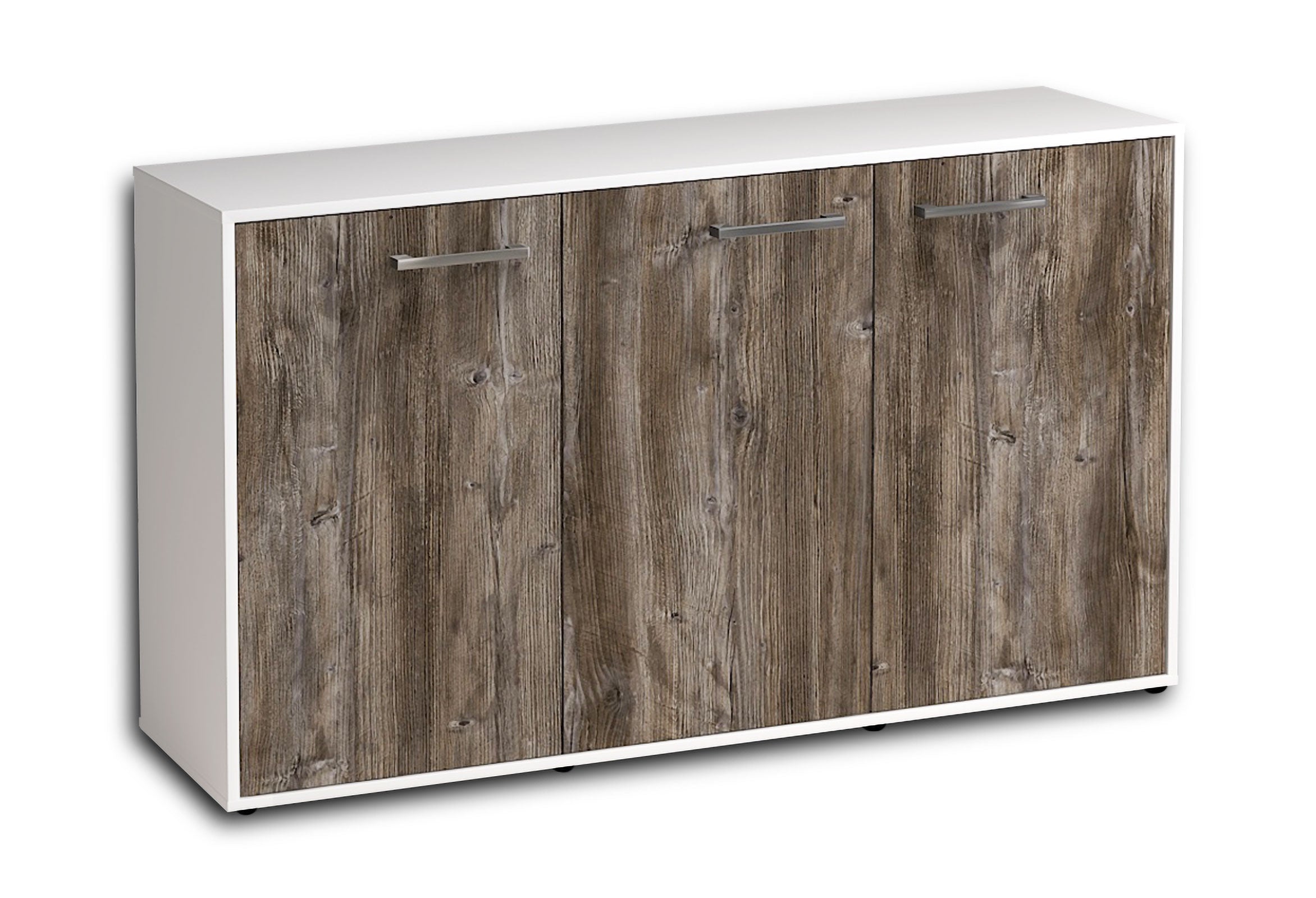 Sideboard - Delia - Design Holzdekor - Freistehend mit Griffe 136 cm Weiss