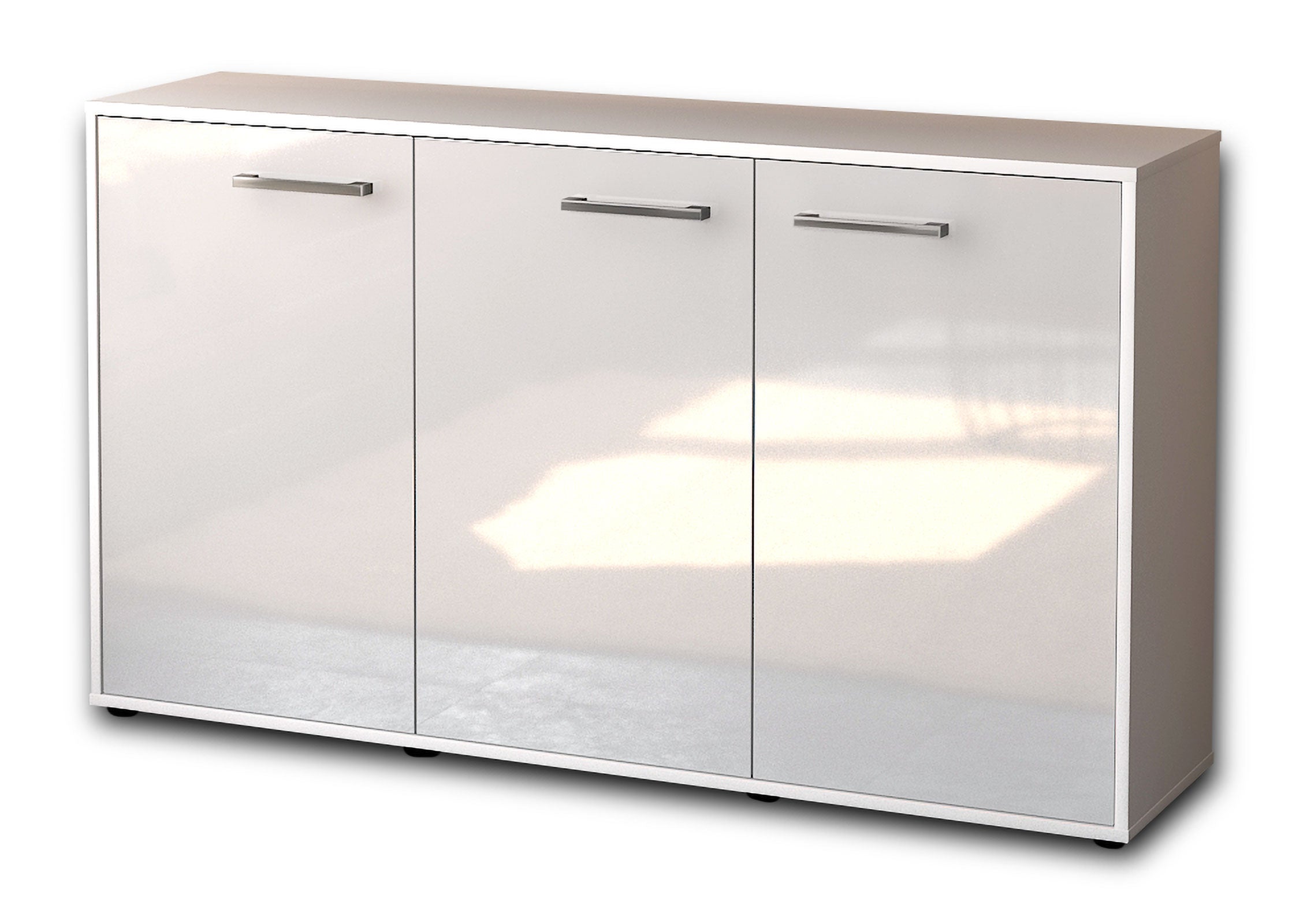 Sideboard - Delia - Design Hochglanz - Freistehend mit Griffe 136 cm Weiss