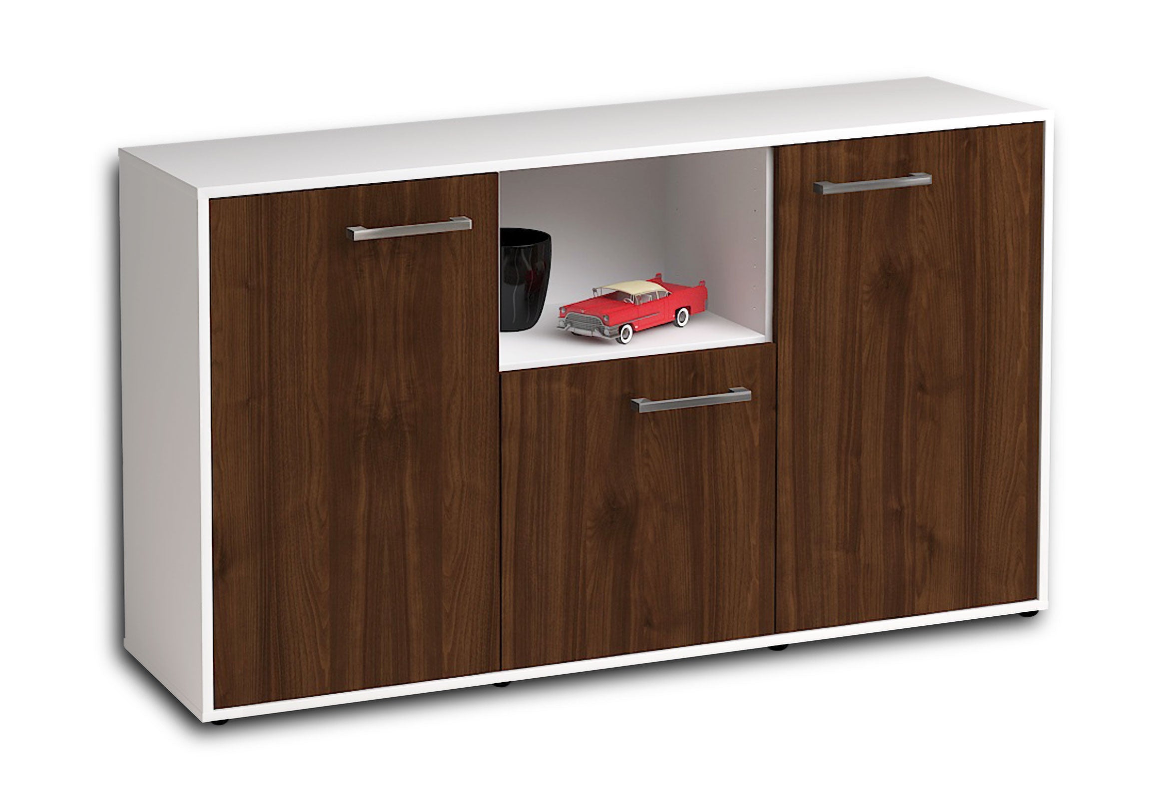 Sideboard - Demetria - Design Holzdekor - Freistehend mit Griffe 136 cm Weiss