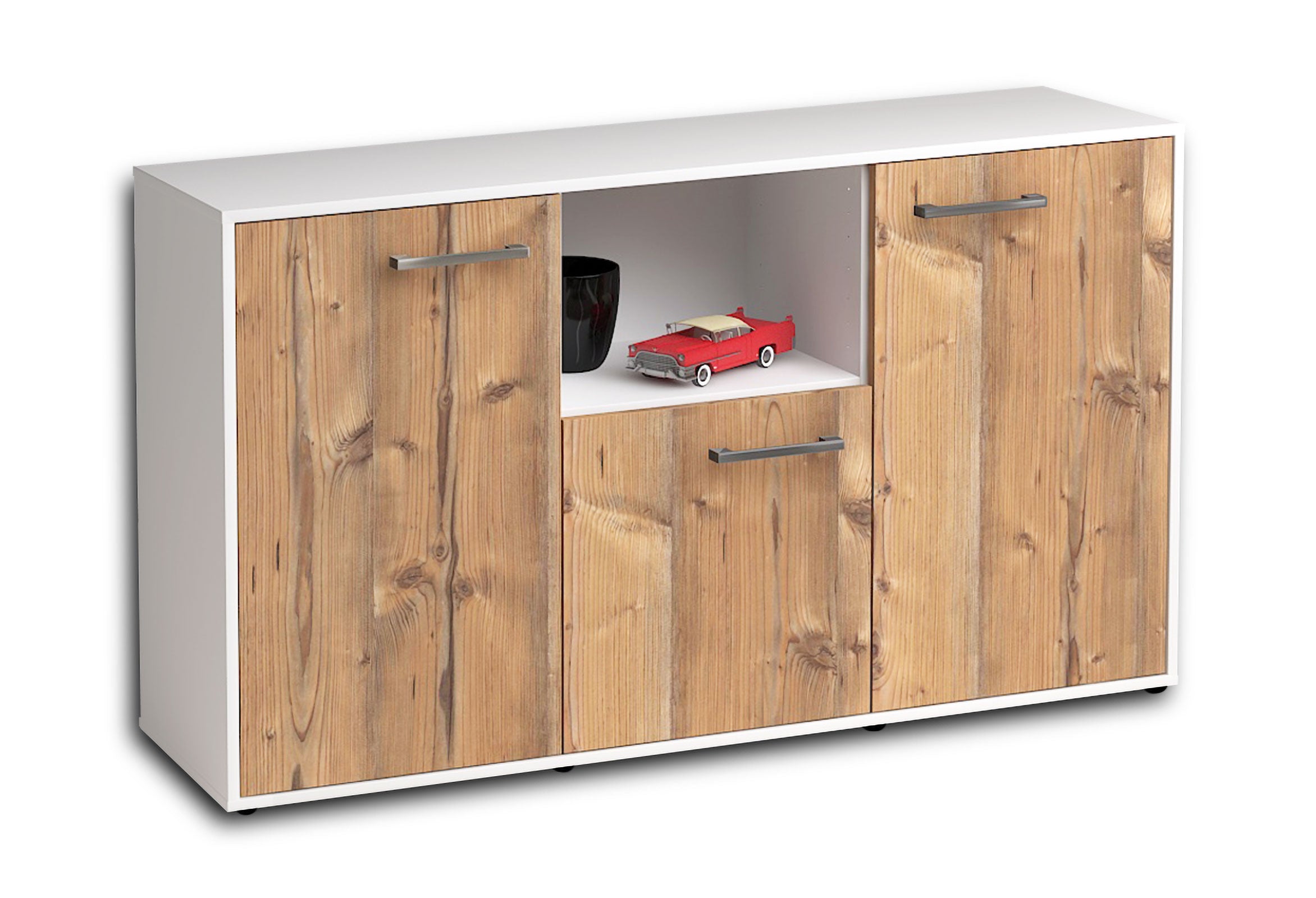 Sideboard - Demetria - Design Holzdekor - Freistehend mit Griffe 136 cm Weiss