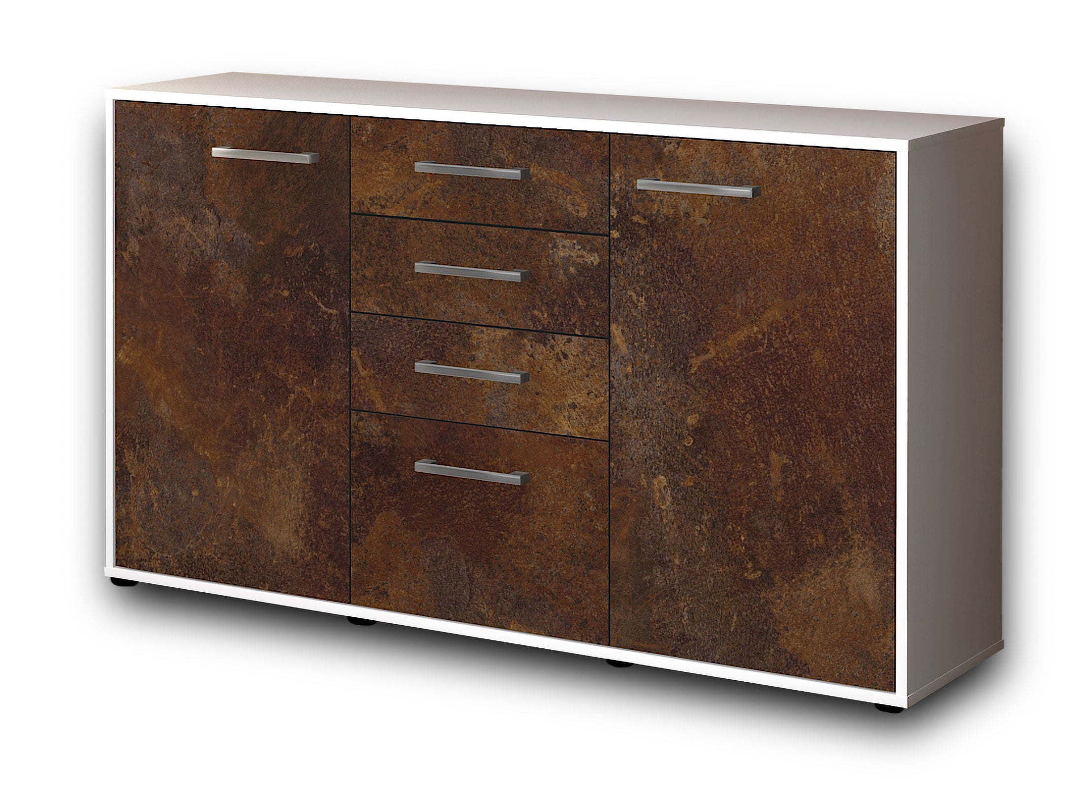 Sideboard - Donatella - Design Industrie Stil - Freistehend mit Griffe 136 cm Weiss
