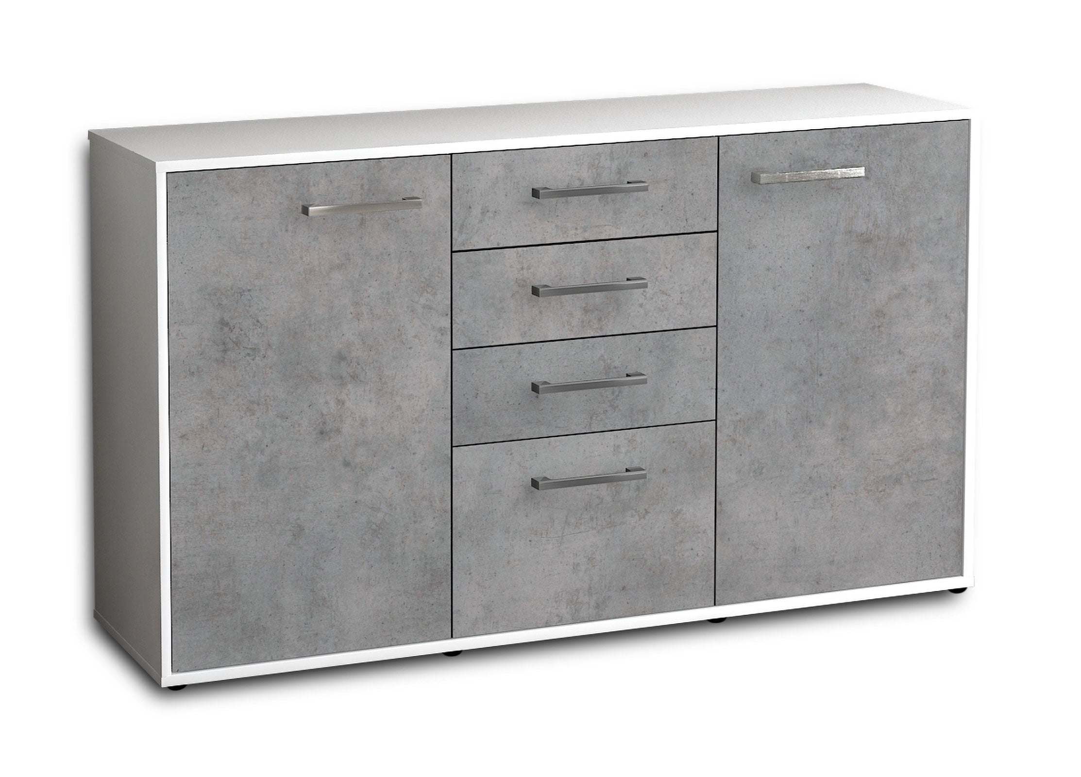 Sideboard - Donatella - Design Industrie Stil - Freistehend mit Griffe 136 cm Weiss