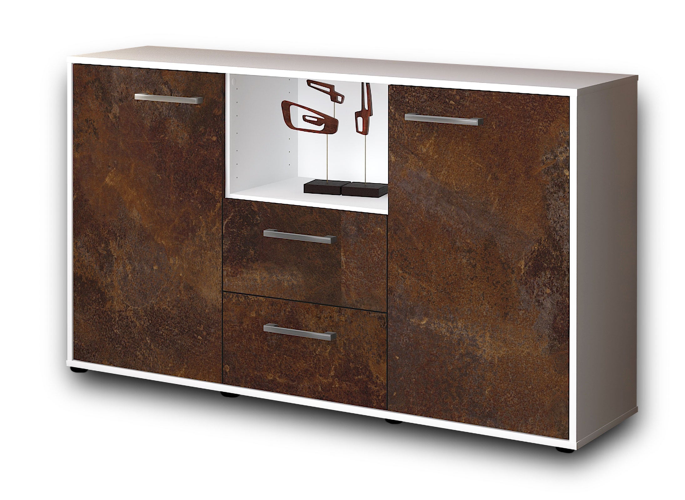 Sideboard - Donika - Design Industrie Stil - Freistehend mit Griffe 136 cm Weiss