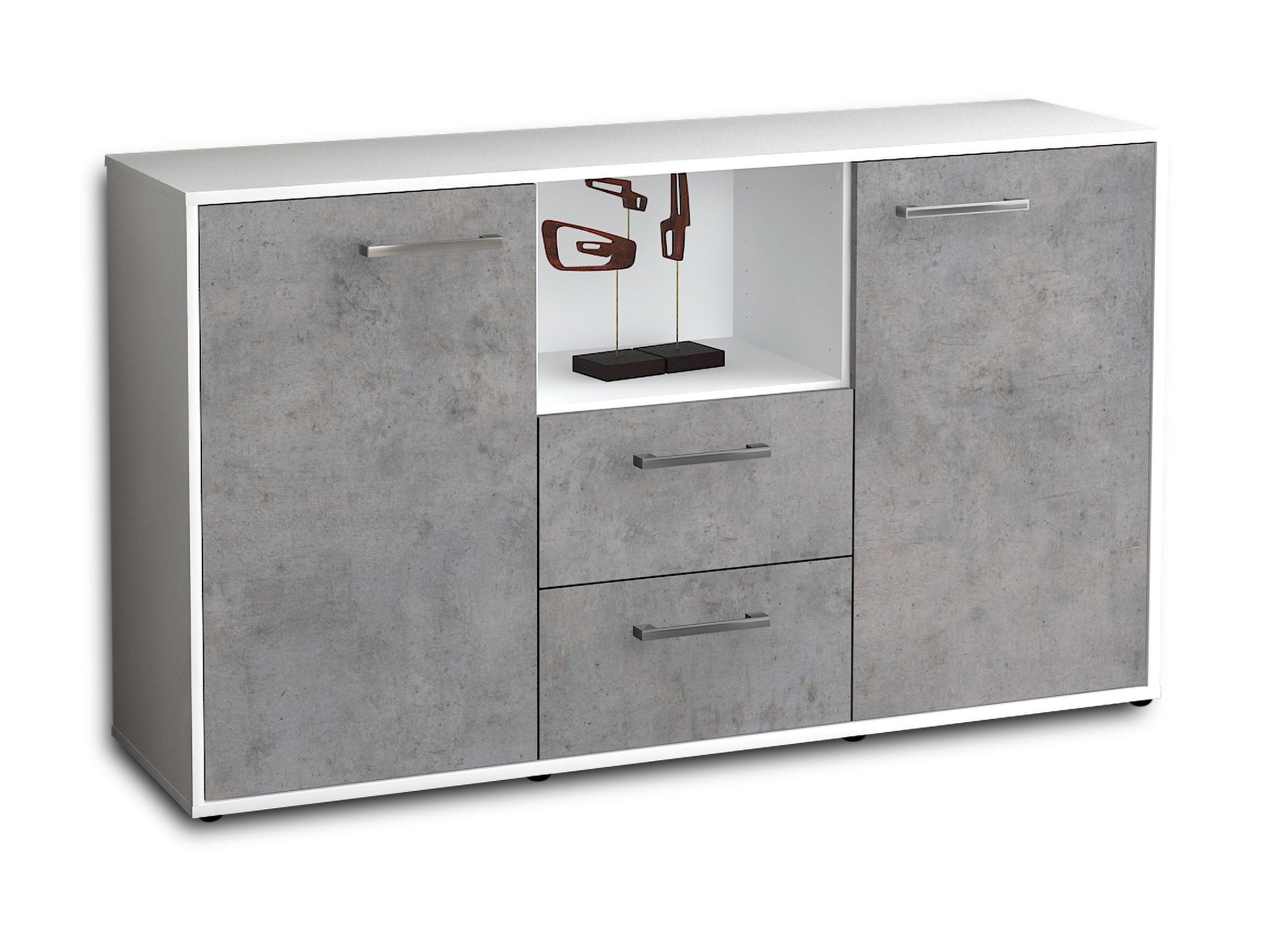 Sideboard - Donika - Design Industrie Stil - Freistehend mit Griffe 136 cm Weiss