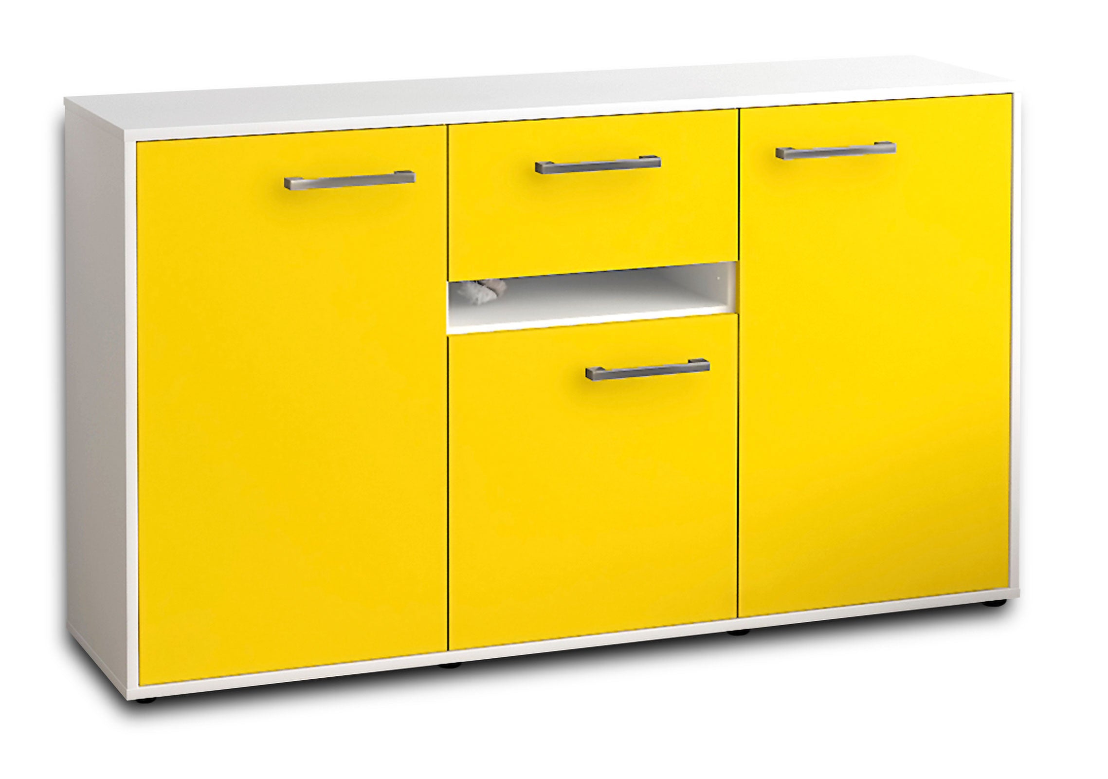Sideboard - Dorina - Design Farbakzent - Freistehend mit Griffe 136 cm Weiss