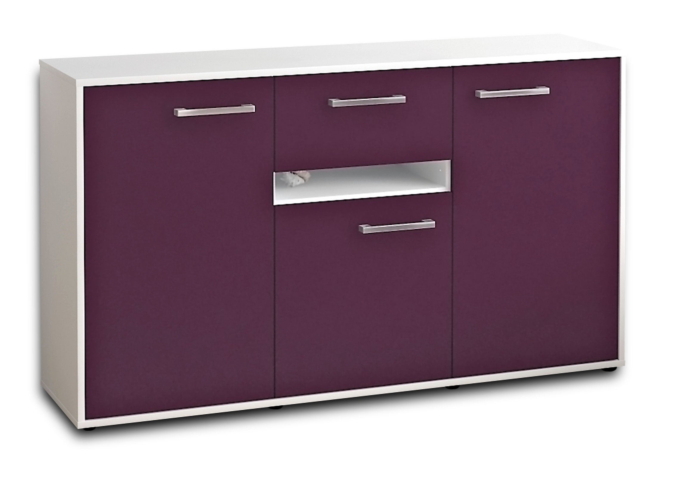 Sideboard - Dorina - Design Farbakzent - Freistehend mit Griffe 136 cm Weiss