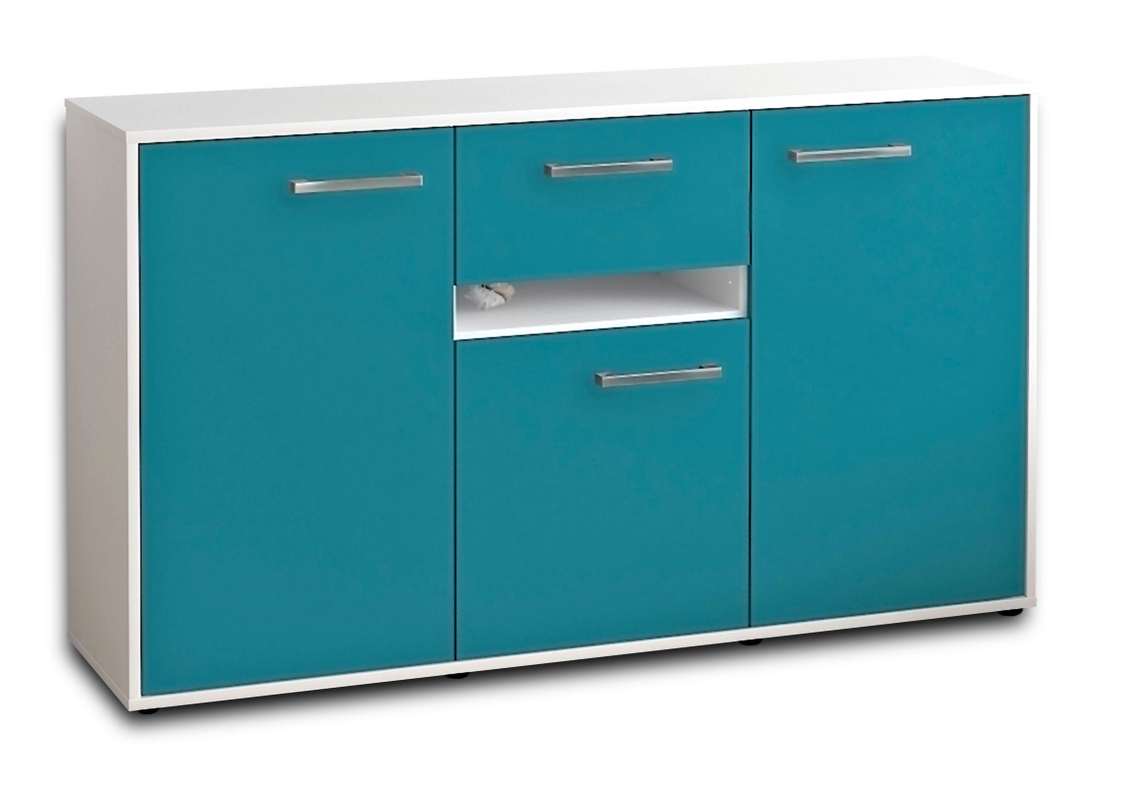 Sideboard - Dorina - Design Farbakzent - Freistehend mit Griffe 136 cm Weiss