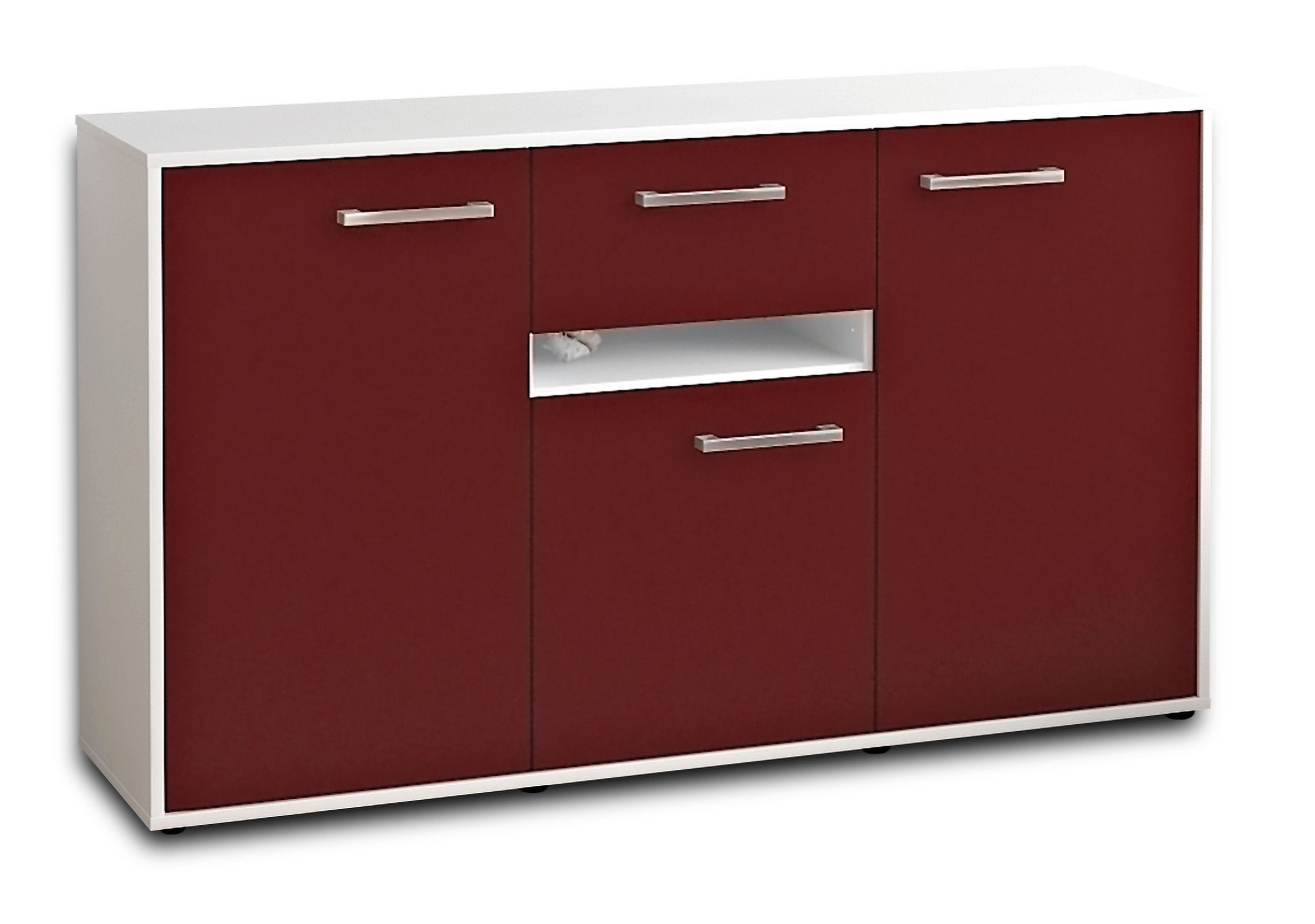 Sideboard - Dorina - Design Farbakzent - Freistehend mit Griffe 136 cm Weiss
